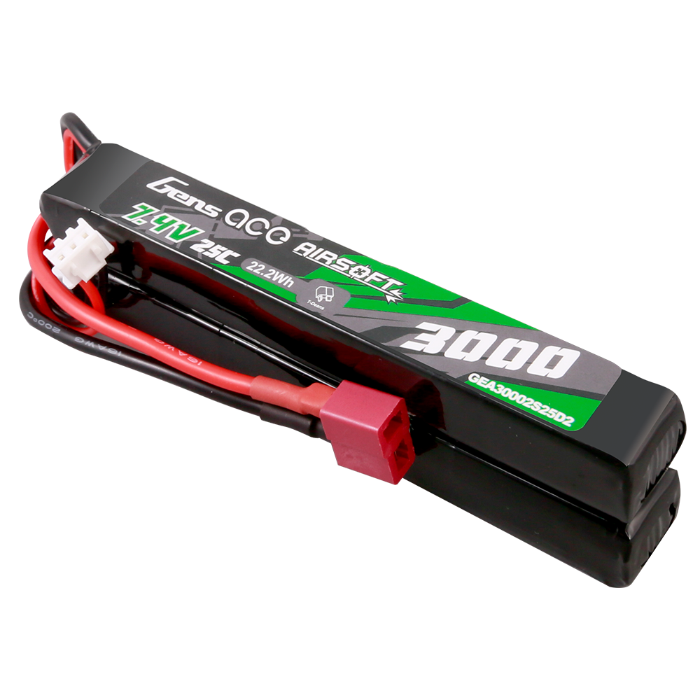 Gens Ace Airsoft 3000mAh 2S 7,4V batterie LiPo Saddle Deans