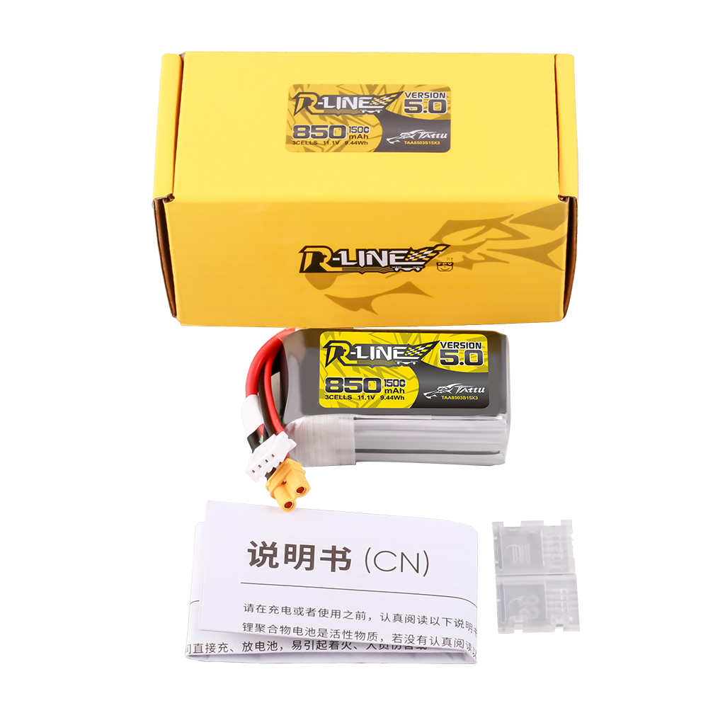 Tattu R-Line 5.0 850mAh 3S 150C batterie LiPo 11,1V XT30