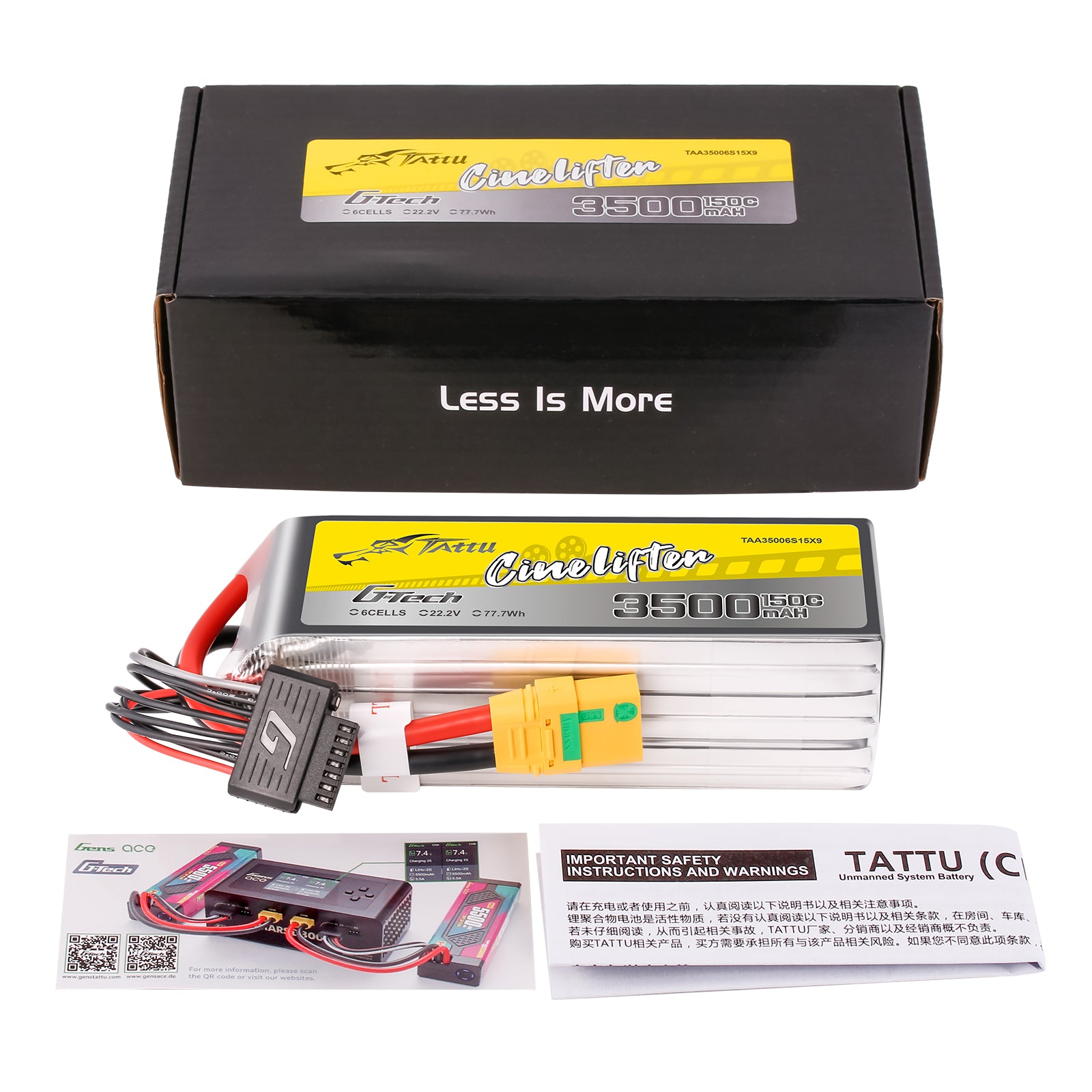 Tattu Cinelifter 3500mAh 6S 150C batterie LiPo XT90