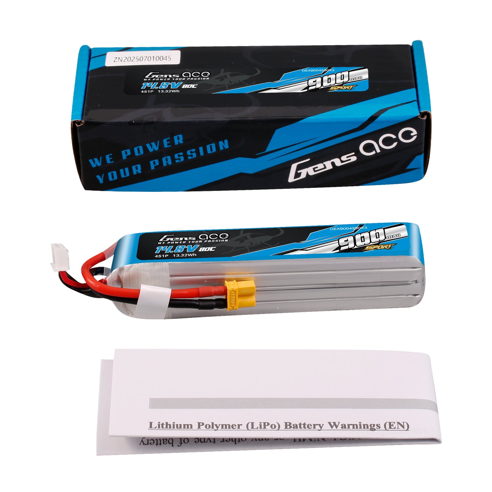 Gens Ace Sport 900mAh 4S Batterie Lipo XT30 F5J