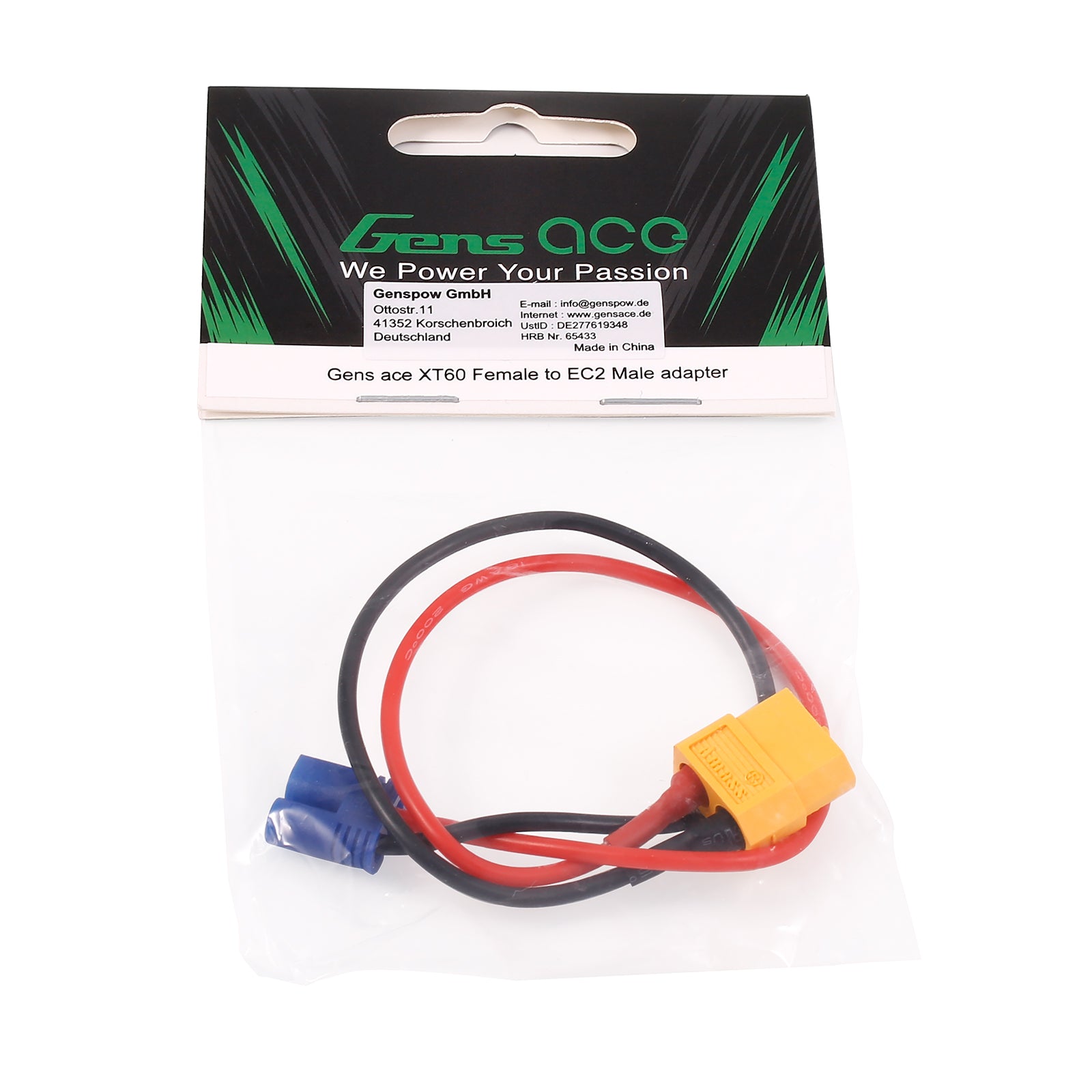 Gens Ace Accessories adaptateur XT60 femelle vers EC2 mâle