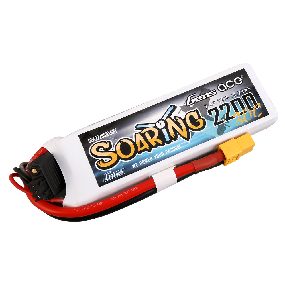 Gens Ace Soaring 2200mAh 2S batterie LiPo XT60 30C