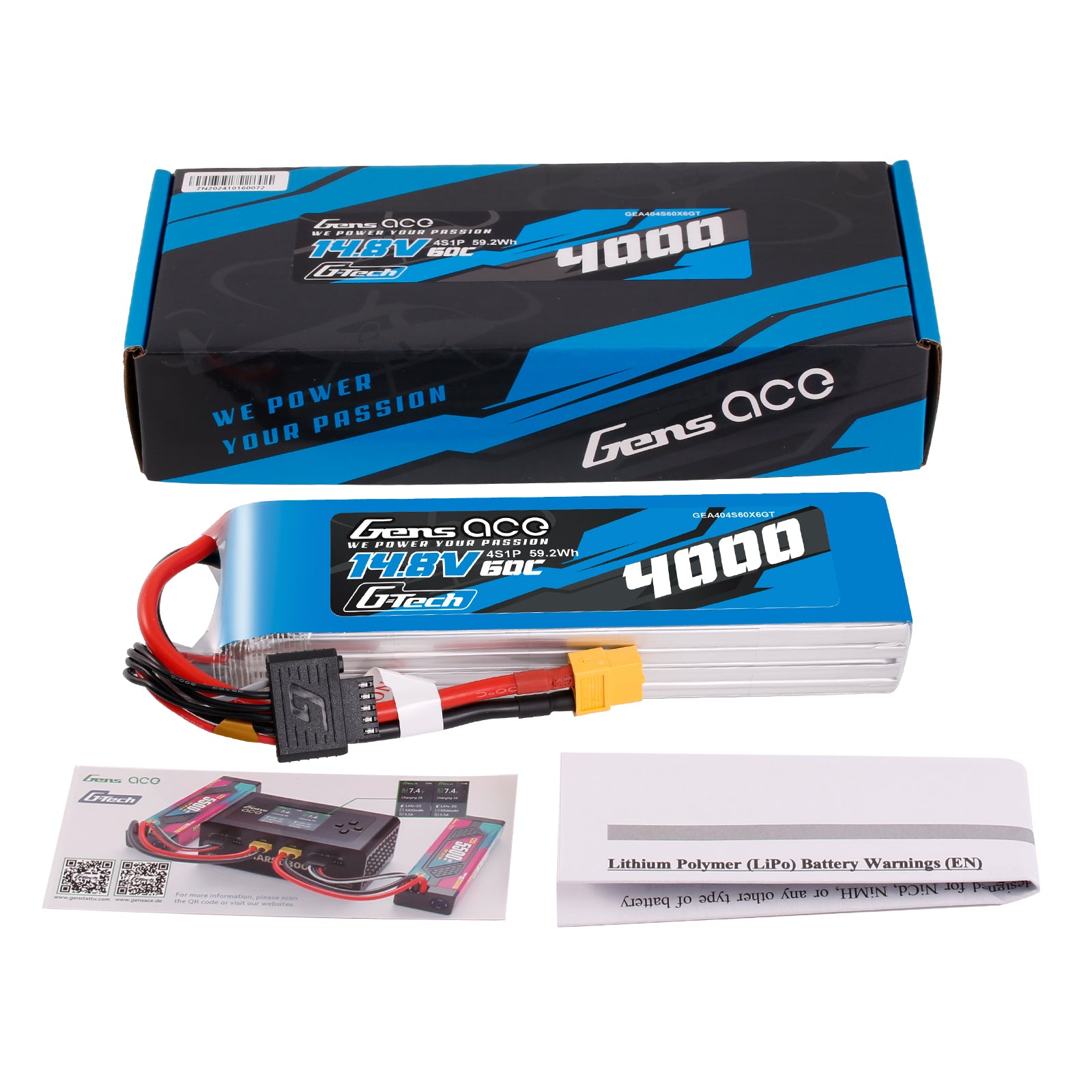 Gens Ace Car Classic 4000mAh 4S 60C batterie LiPo 14,8V XT60