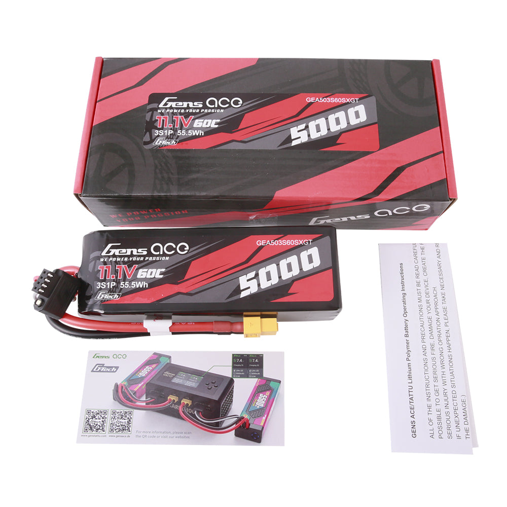 Gens Ace 5000mAh 3S 60C batterie LiPo Shorty XT60