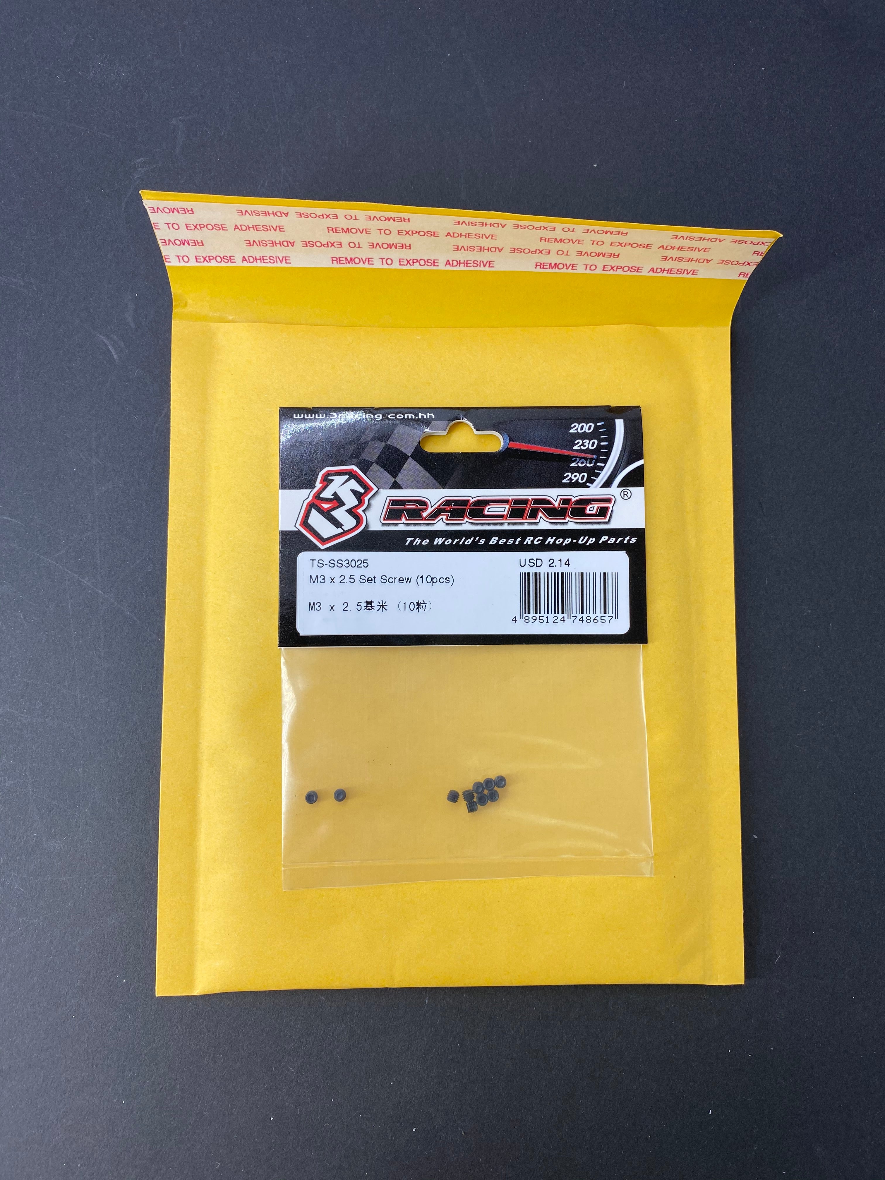 3Racing PARTS TS-SS303 vis sans tête M3x3 10pcs acier