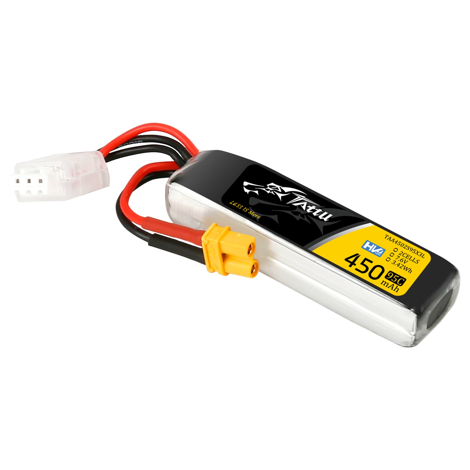 Tattu 450mAh 2S 95C batterie LiPo HV 7,6V XT30 long