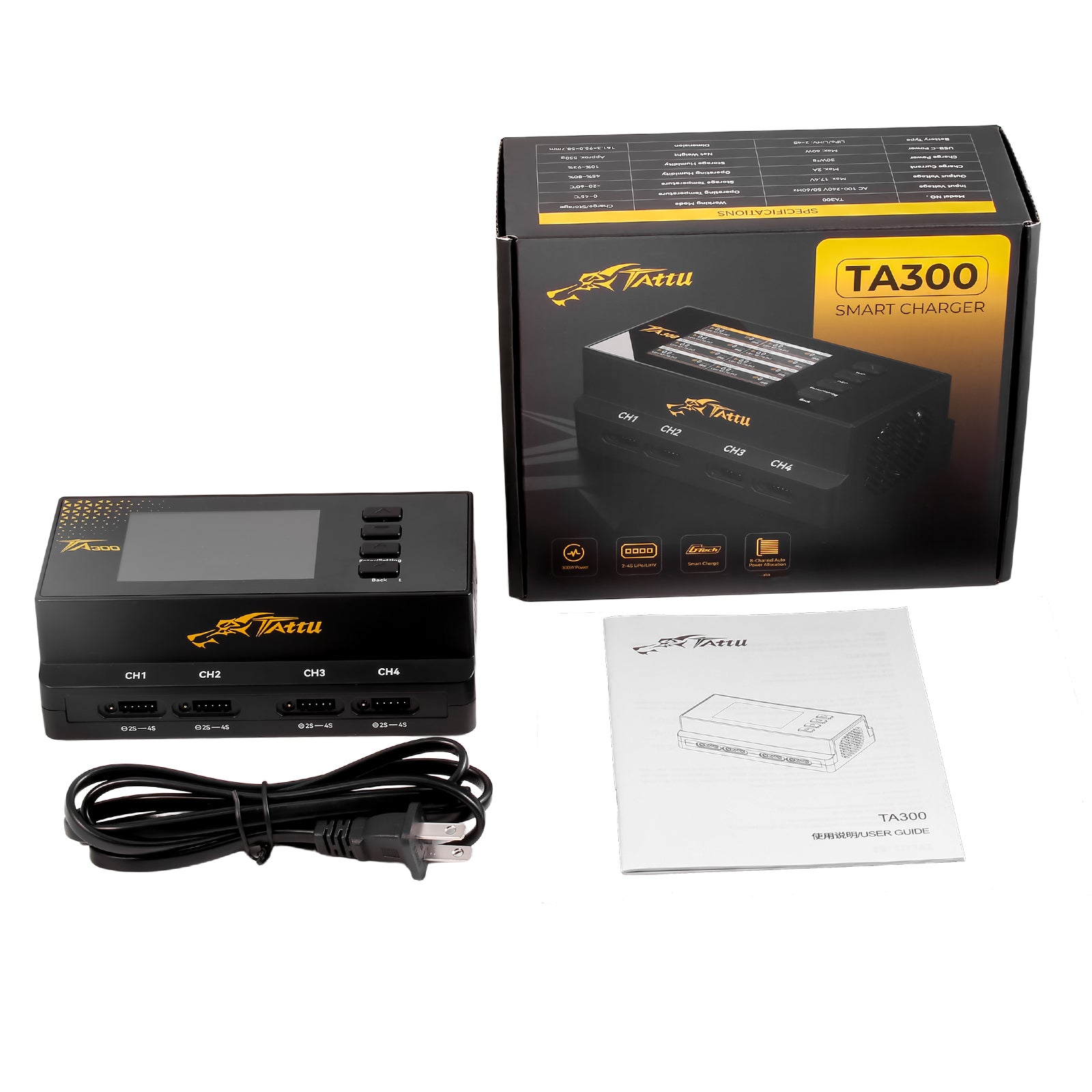 Tattu TA300 chargeur LiPo 8 canaux AC 300W 2S-4S smart