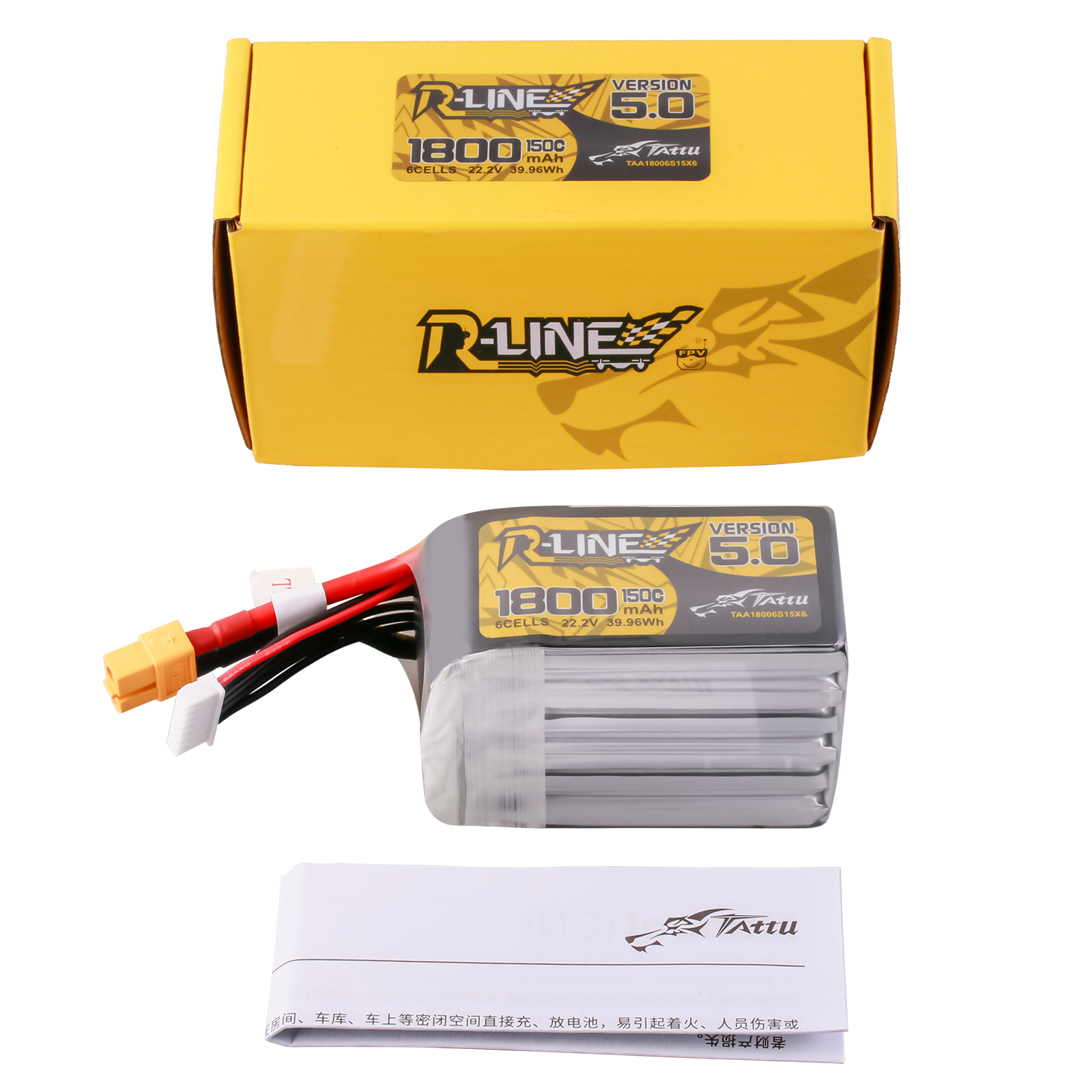 Tattu R-Line 1800mAh 6S Batterie Lipo XT60 150C