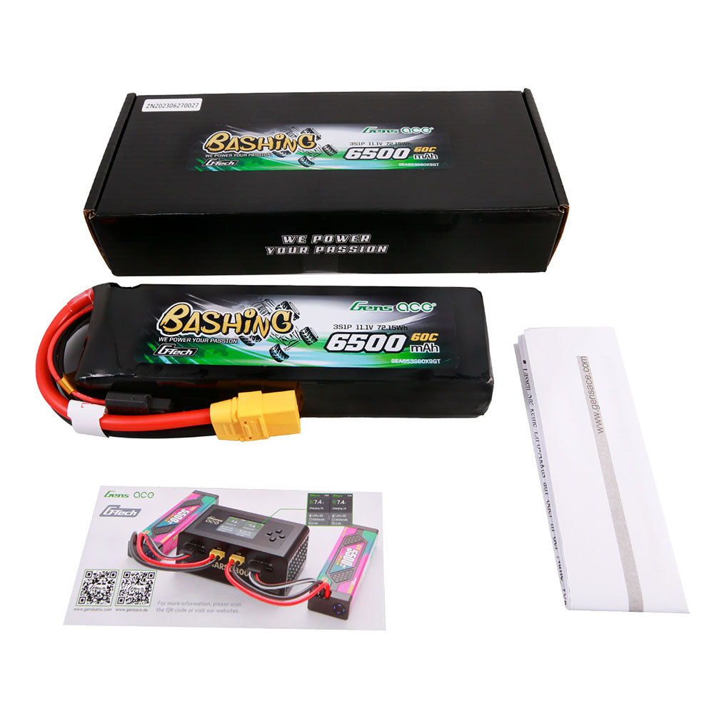 Gens Ace Bashing 6500mAh 3S 60C Batterie Lipo XT90 1/8