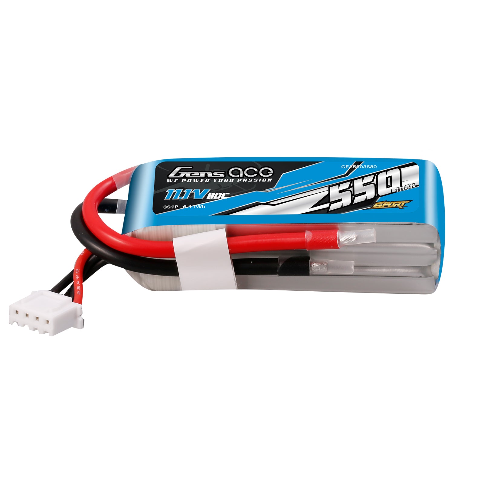 Gens Ace Sport 550mAh 3S 80C batterie LiPo 11.1V F5J