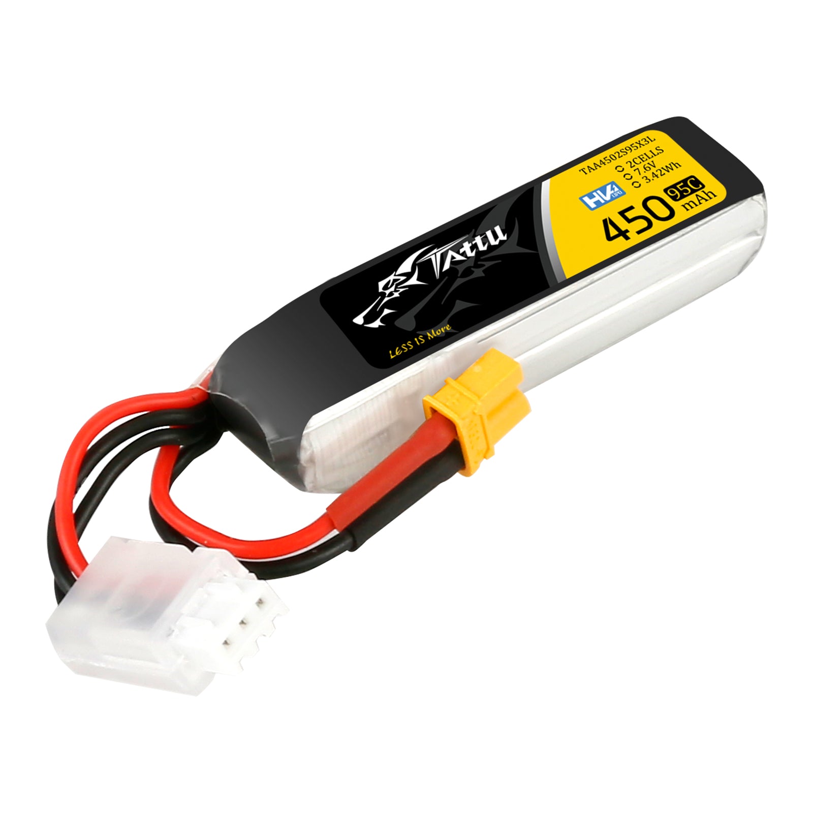 Tattu 450mAh 2S 95C batterie LiPo HV 7,6V XT30 long