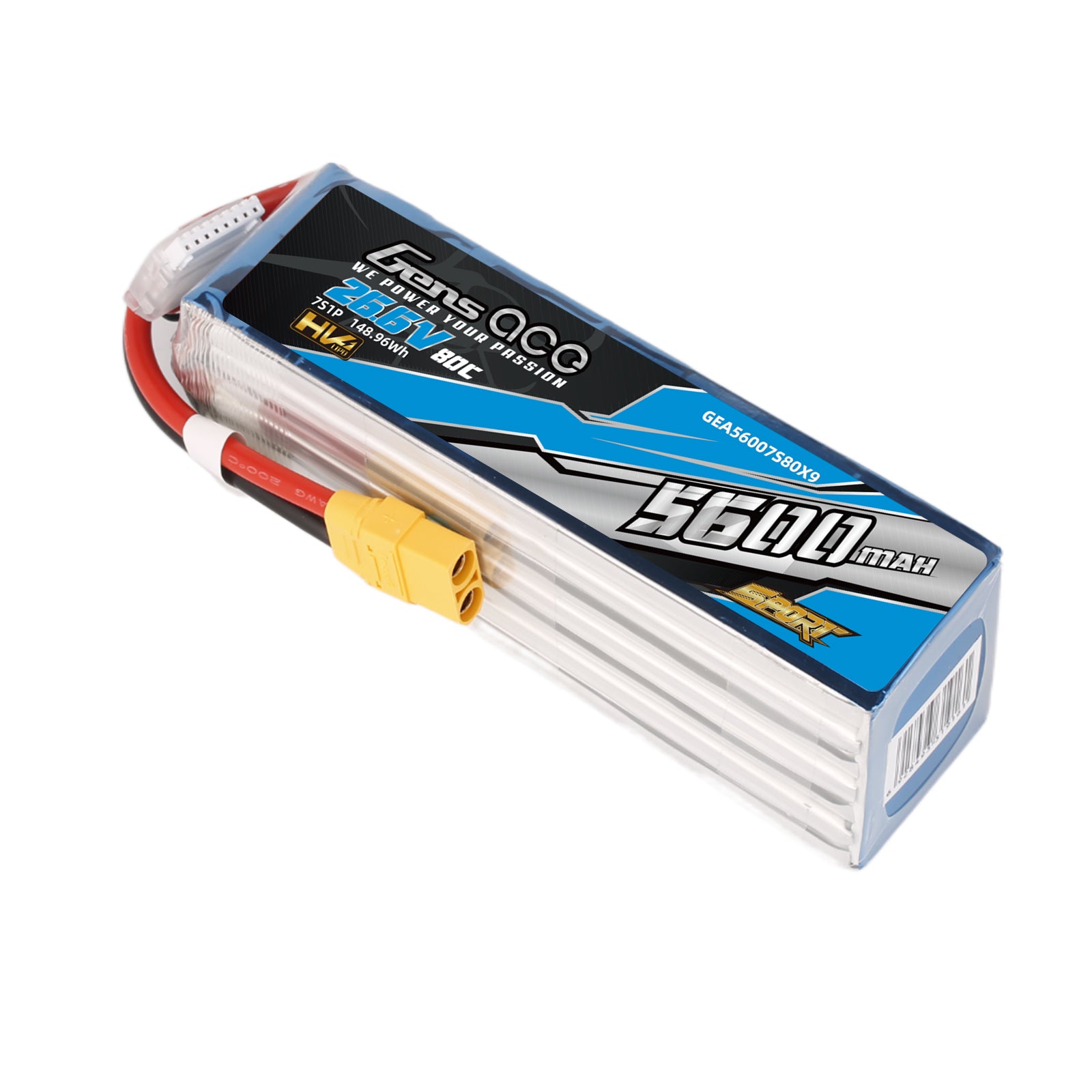 Gens Ace Sport 5600mAh 7S 80C batterie LiPo HV 26.6V XT90