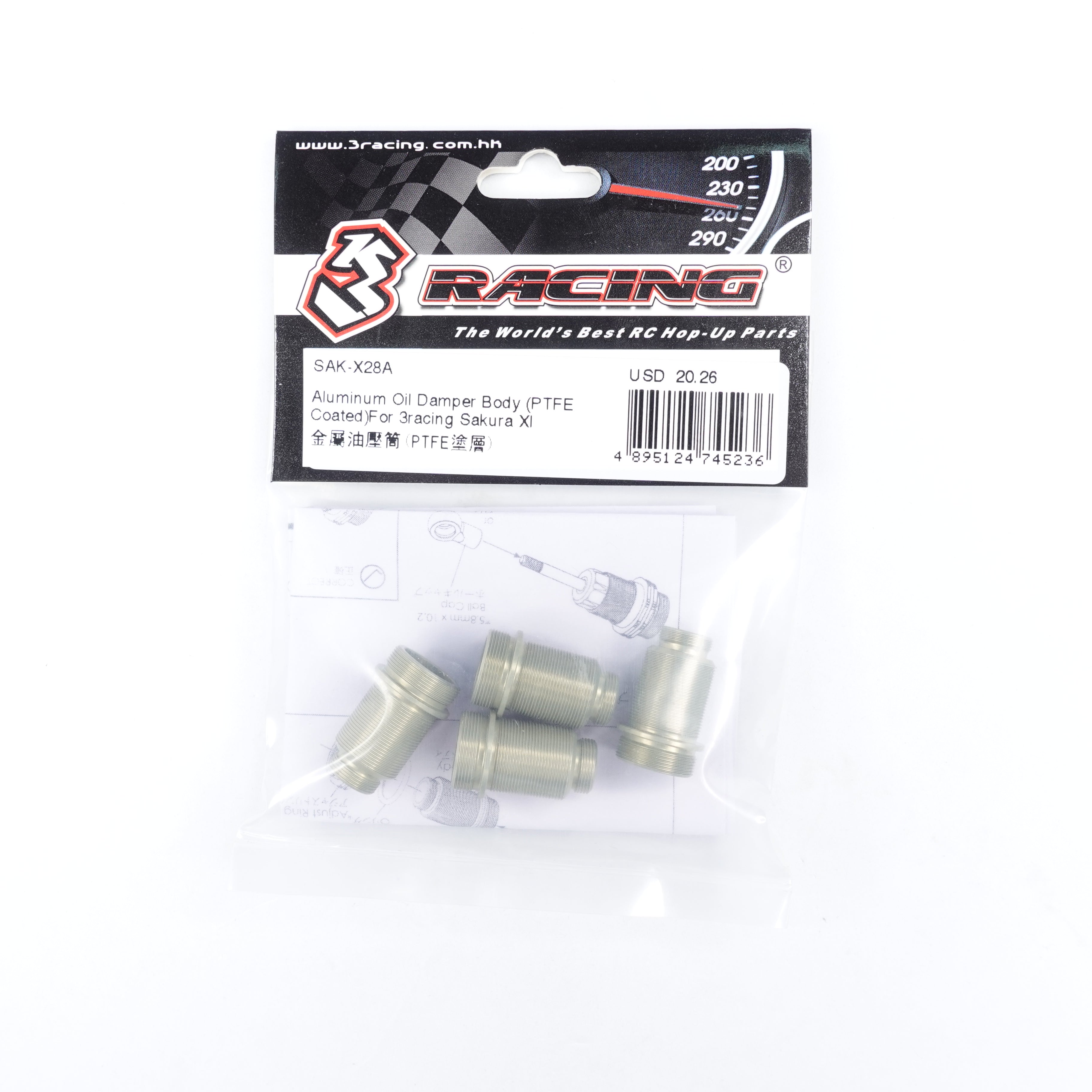 3Racing Sakura SAK-X28A corps amortisseur alu PTFE