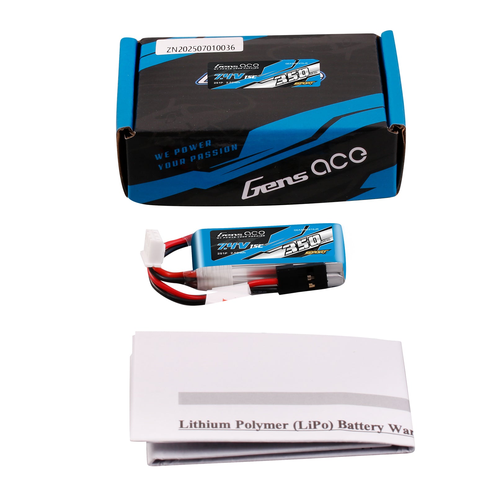 Gens Ace Sport 350mAh 2S 15C batterie LiPo JR F3K