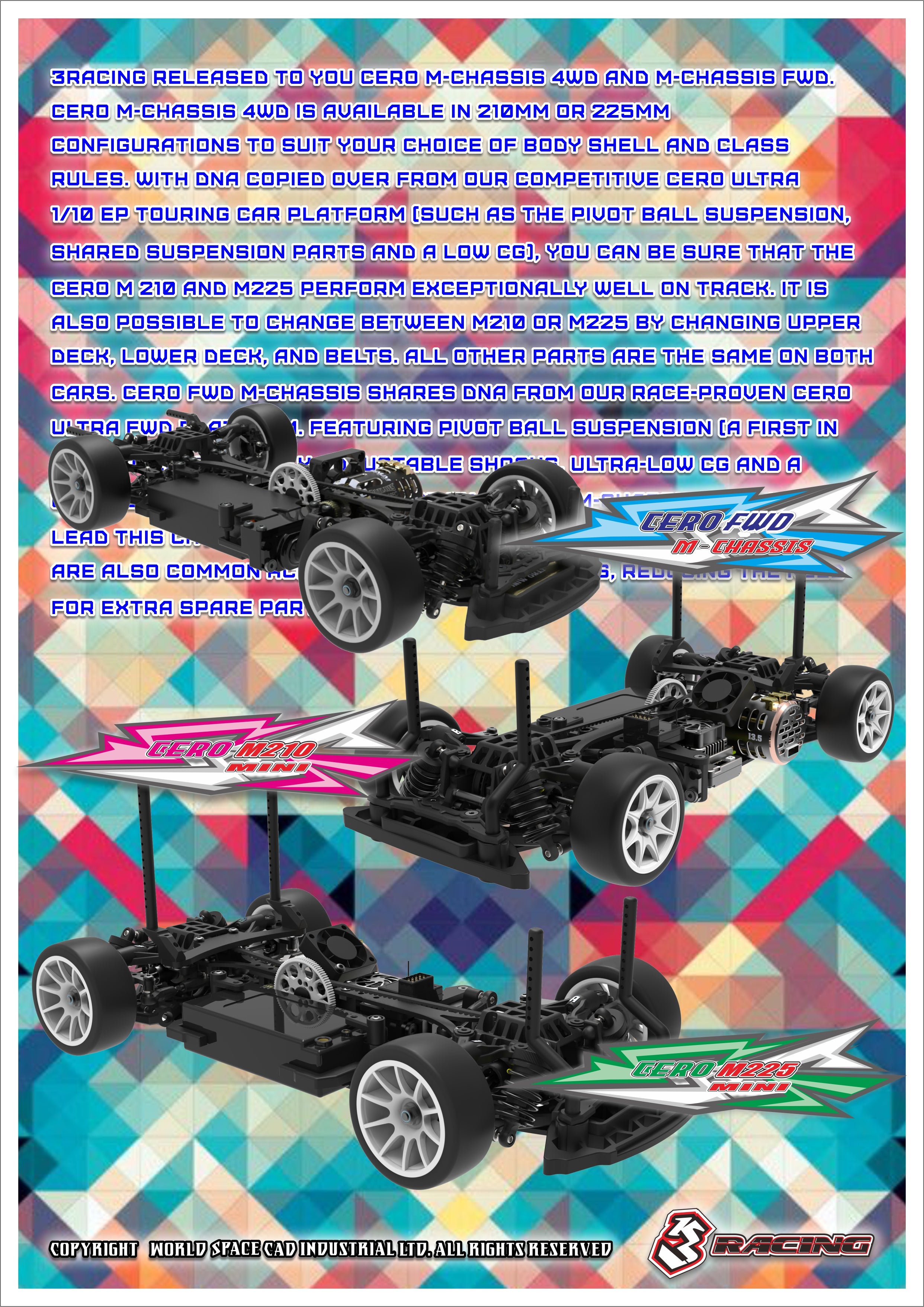 3Racing Cero Sport M-FWD kit voiture RC traction 225mm