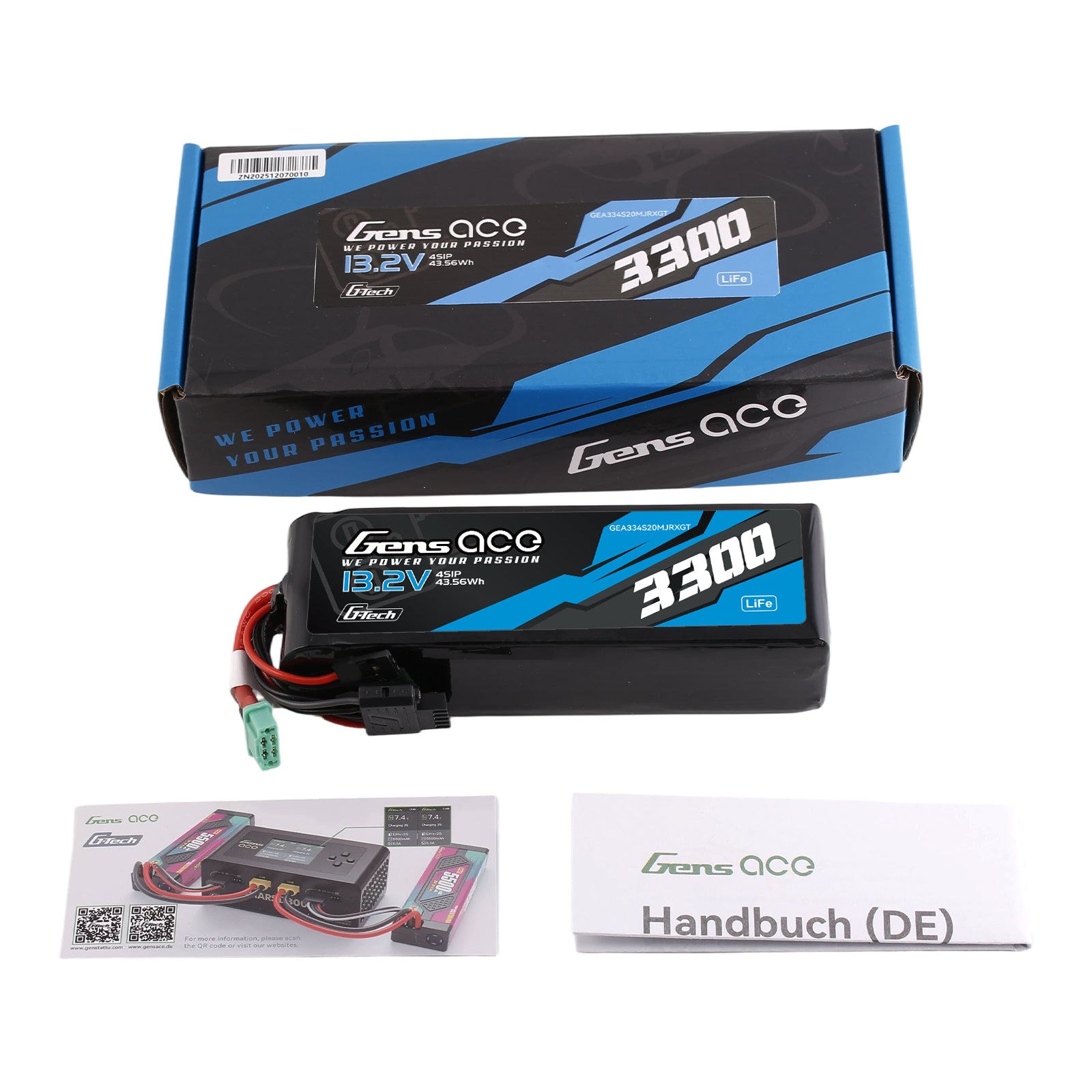 Gens Ace 3300mAh 4S 20C batterie LiFe RX/TX