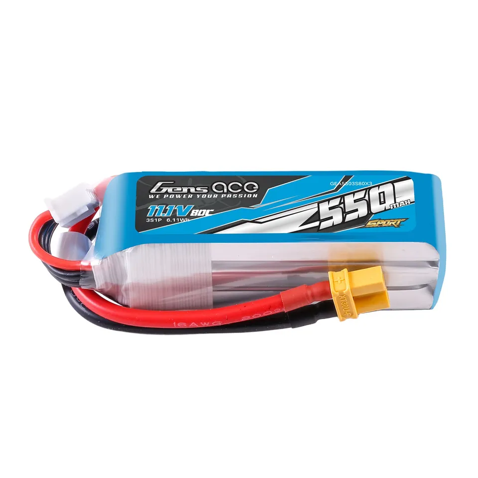 Gens Ace Sport 550mAh 3S batterie lipo 11.1V 80C XT30
