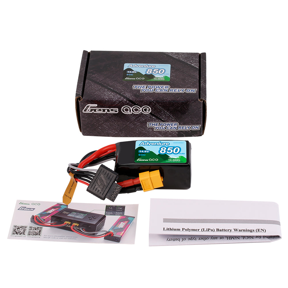 Gens Ace Adventure 850mAh 4S batterie lipo 14.8V 60C XT60