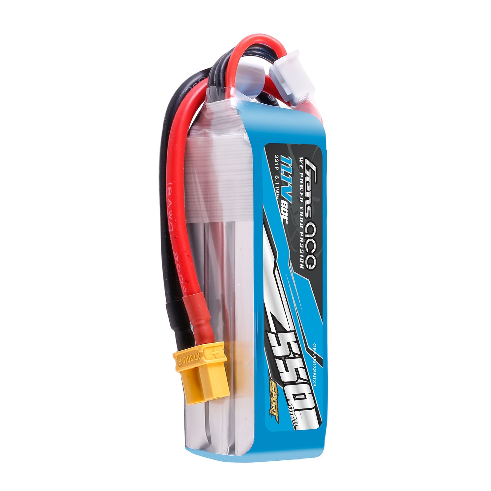 Gens Ace Sport 550mAh 3S batterie lipo 11.1V 80C XT30