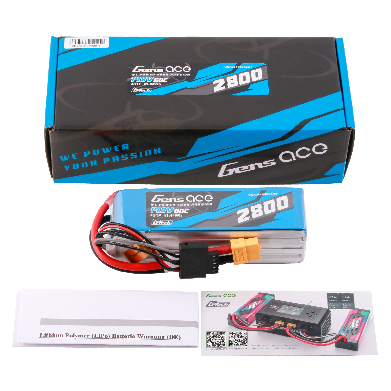 Gens Ace Classic 2800mAh 4S 60C batterie LiPo XT60