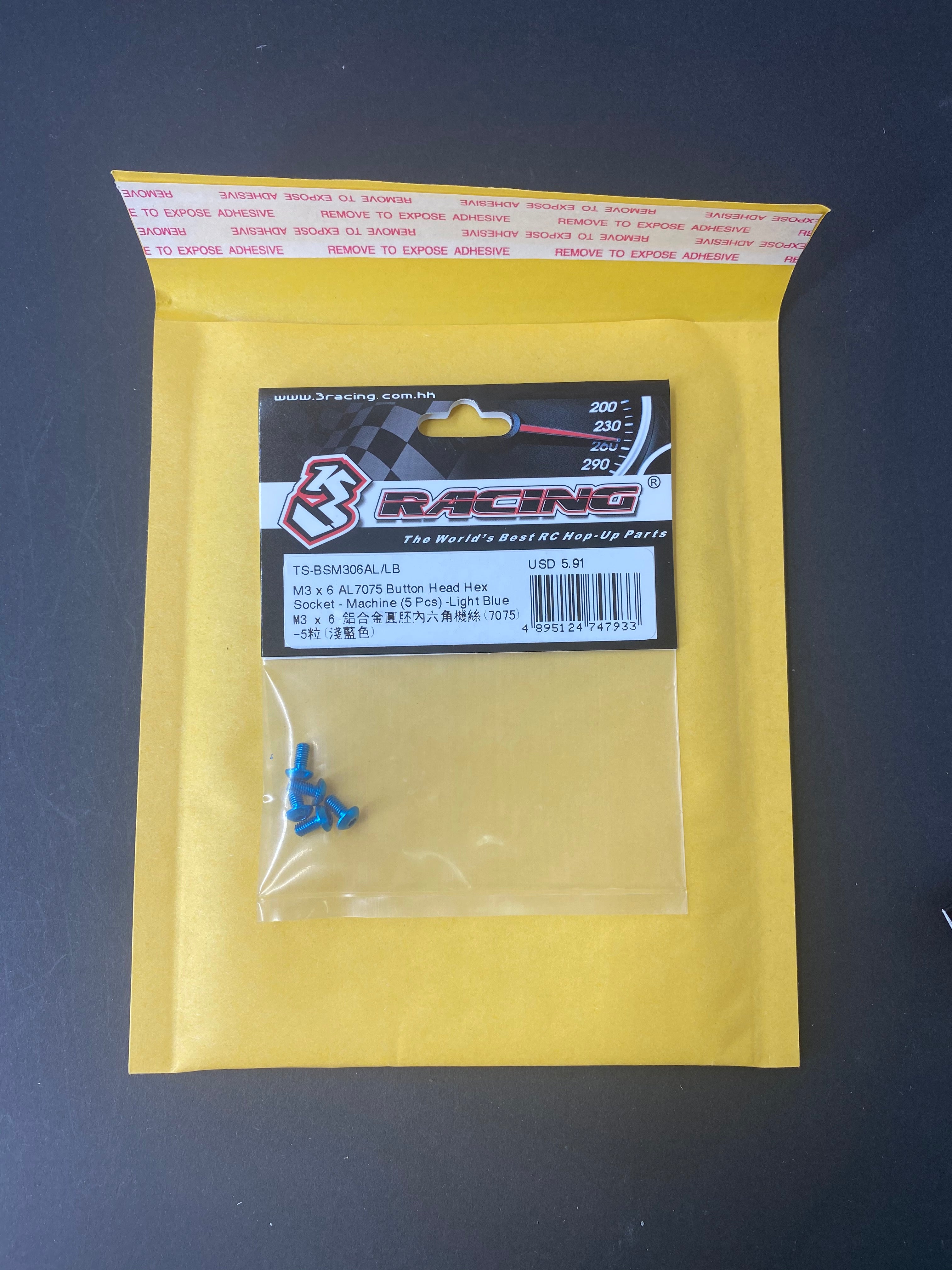 3Racing Parts TS-BSM308AL vis M3x8 alu noir x5
