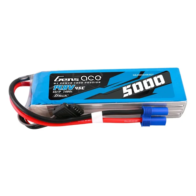 Gens ace 5000mAh 4S batterie RC 14,8V EC5 45C