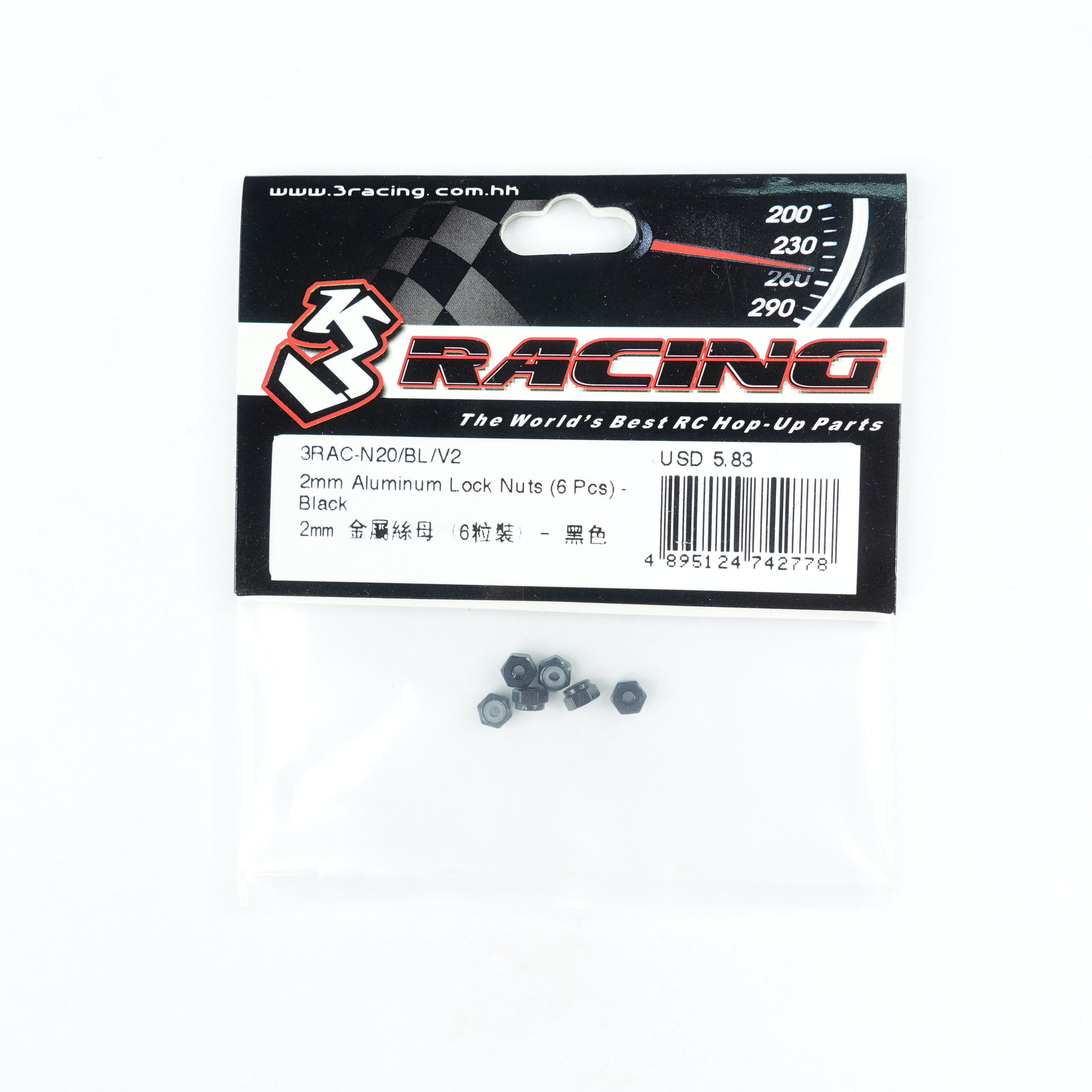 3Racing Parts 3RAC-N20/V2 écrou alu 2mm x6 noir