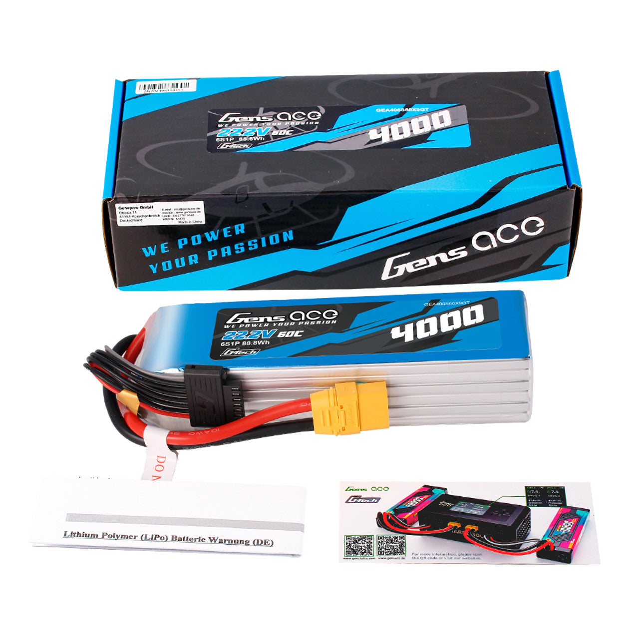 Gens Ace Air Classic 4000mAh 6S Batterie Lipo XT90 Heli
