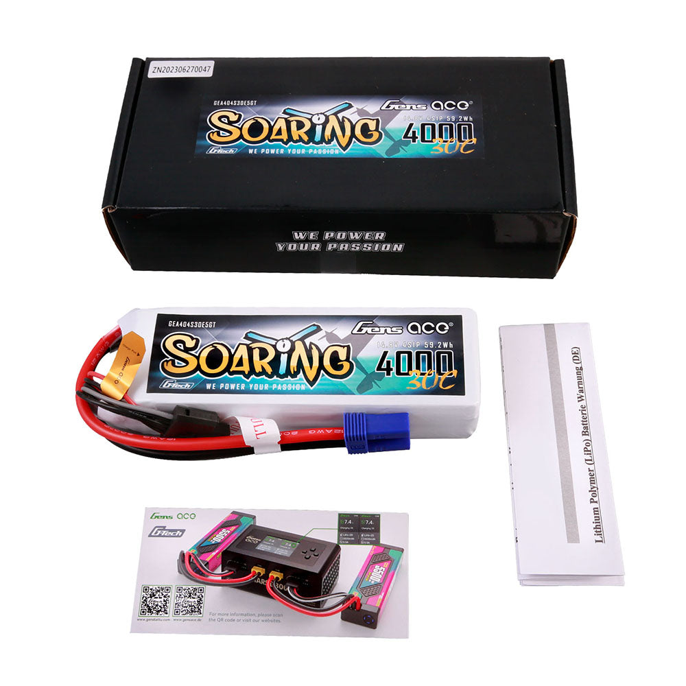 Gens Ace Air Classic 4000mAh 4S 30C Batterie Lipo EC5