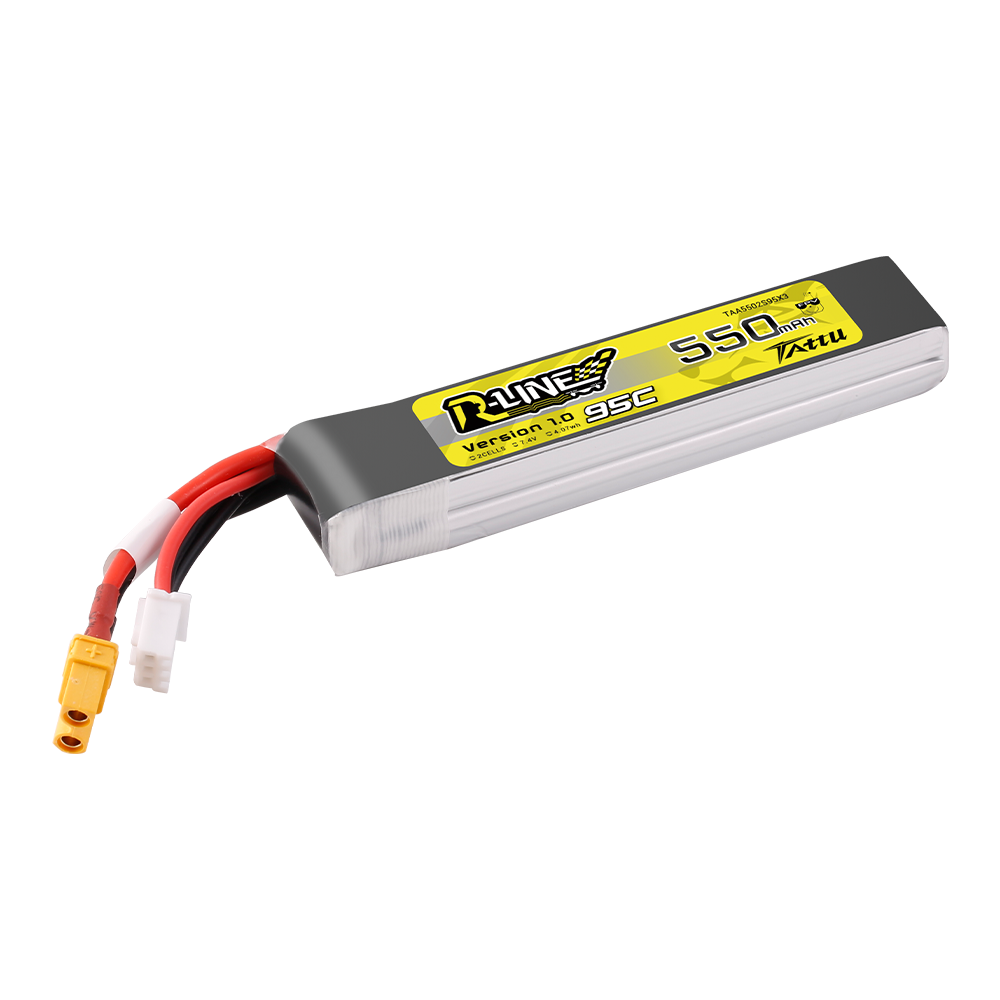 Tattu R-Line 550mAh 2S 95C batterie LiPo 7,4V Long