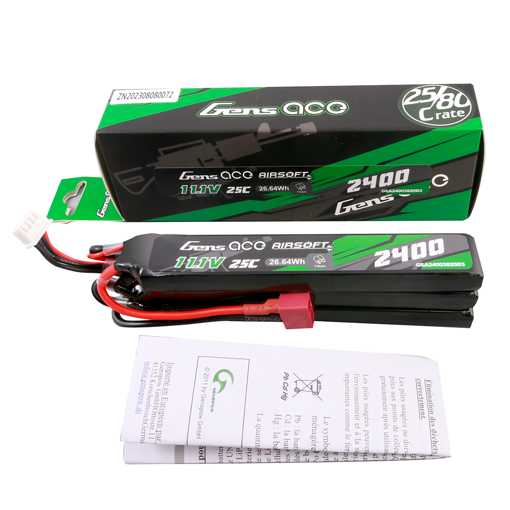 Gens ace 2400mAh 3S batterie airsoft 11,1V Deans