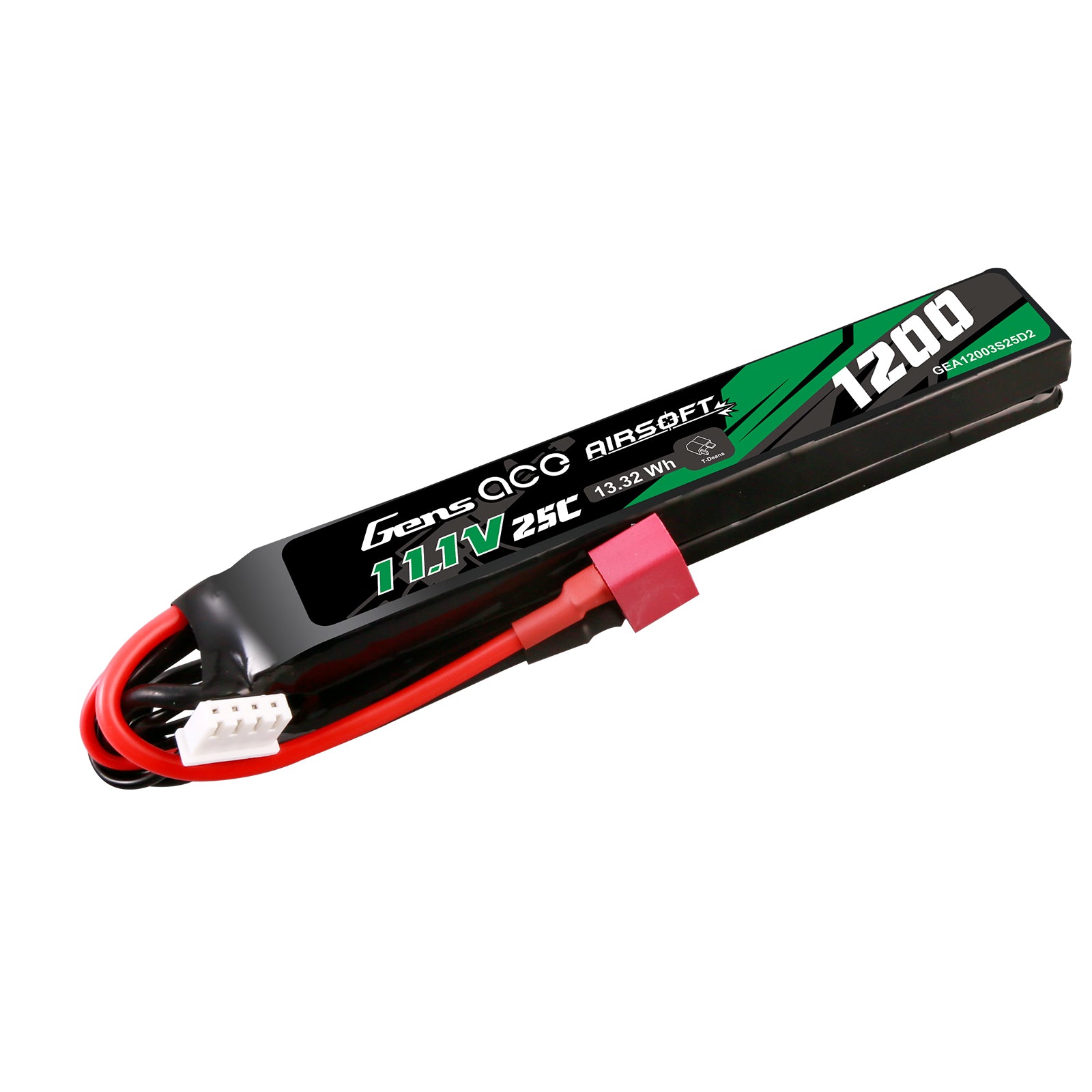 Gens Ace Airsoft 1200mAh 3S 25C batterie LiPo 11.1V Deans saddle