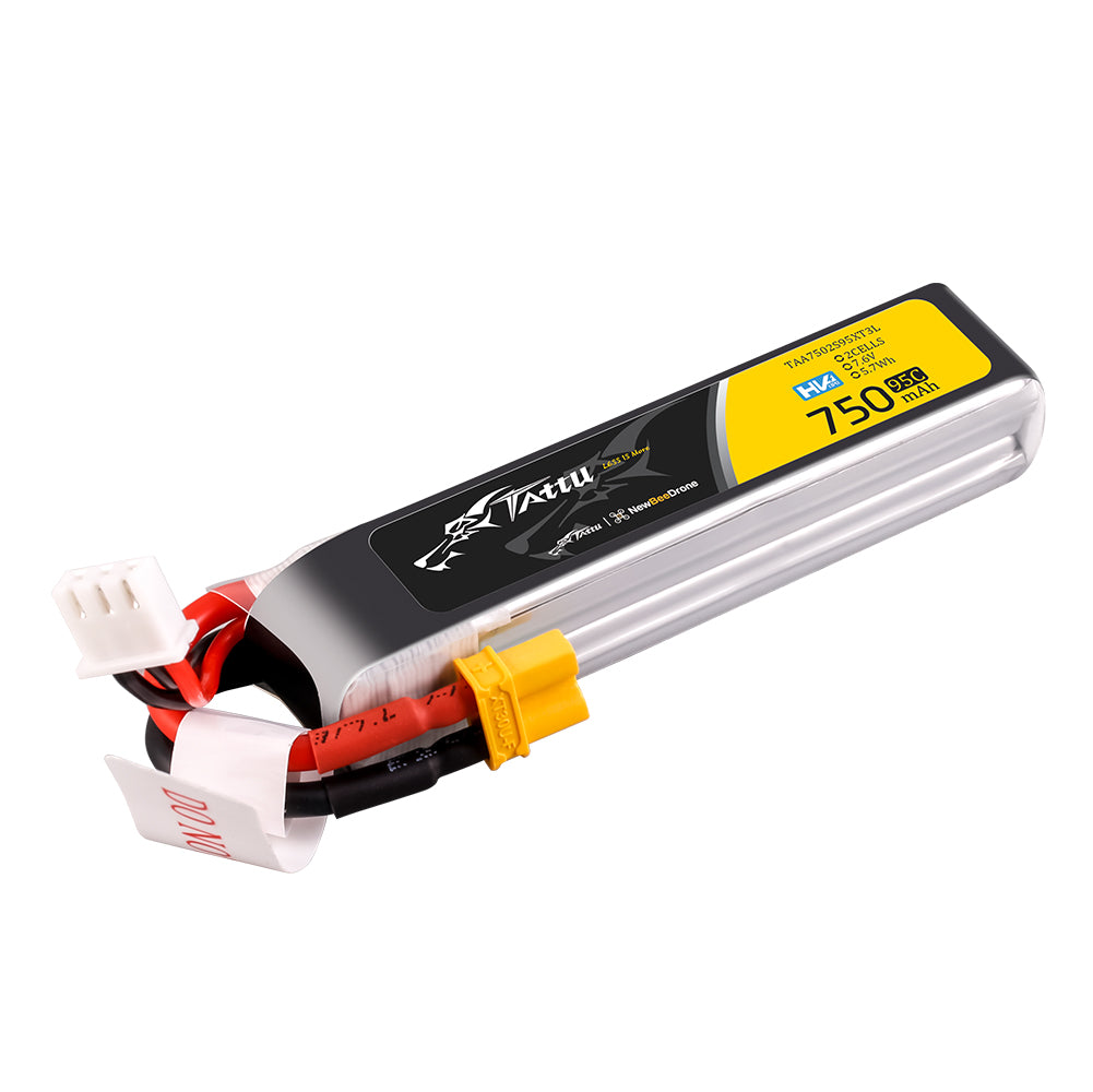 Tattu 750mAh 2S batterie LiPo HV 7.6V 95C XT30 long