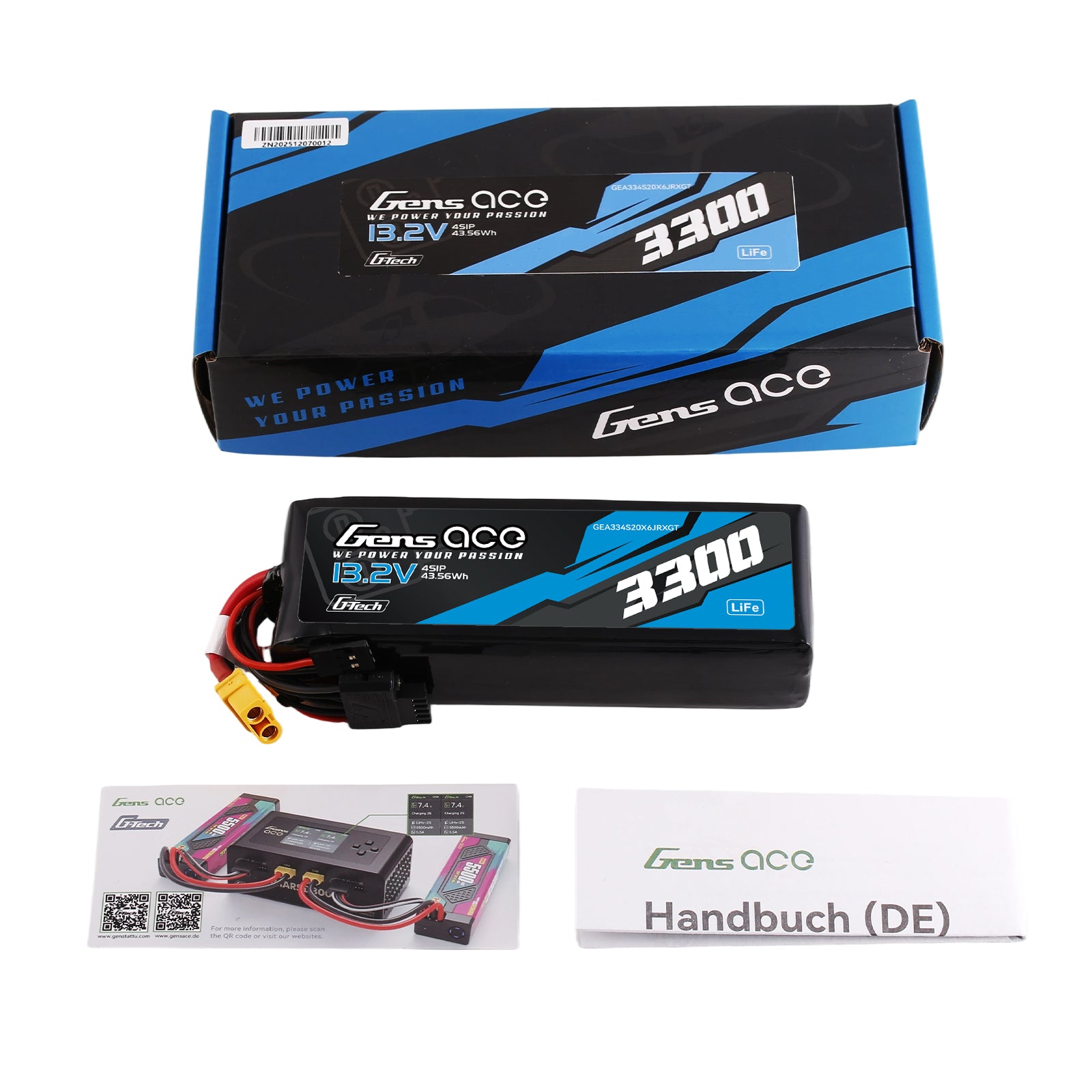 Gens Ace TX/RX 3300mAh 4S batterie LiFe 13,2V XT60