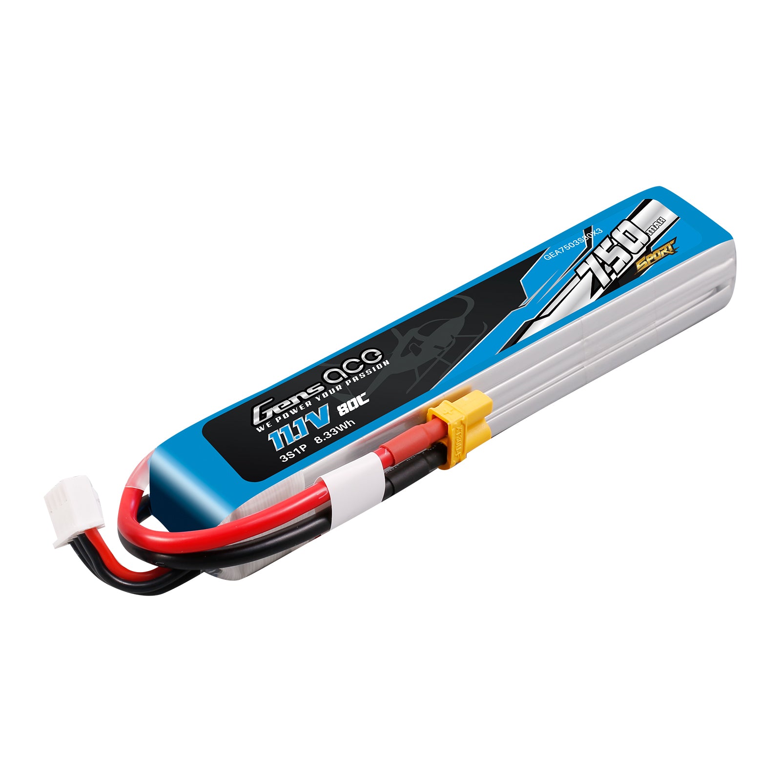 Gens Ace Sport 750mAh 3S batterie LiPo 80C XT30