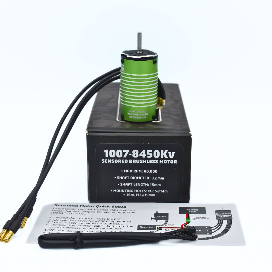 Castle 1007 moteur brushless sensored 8450KV 2S 1/14