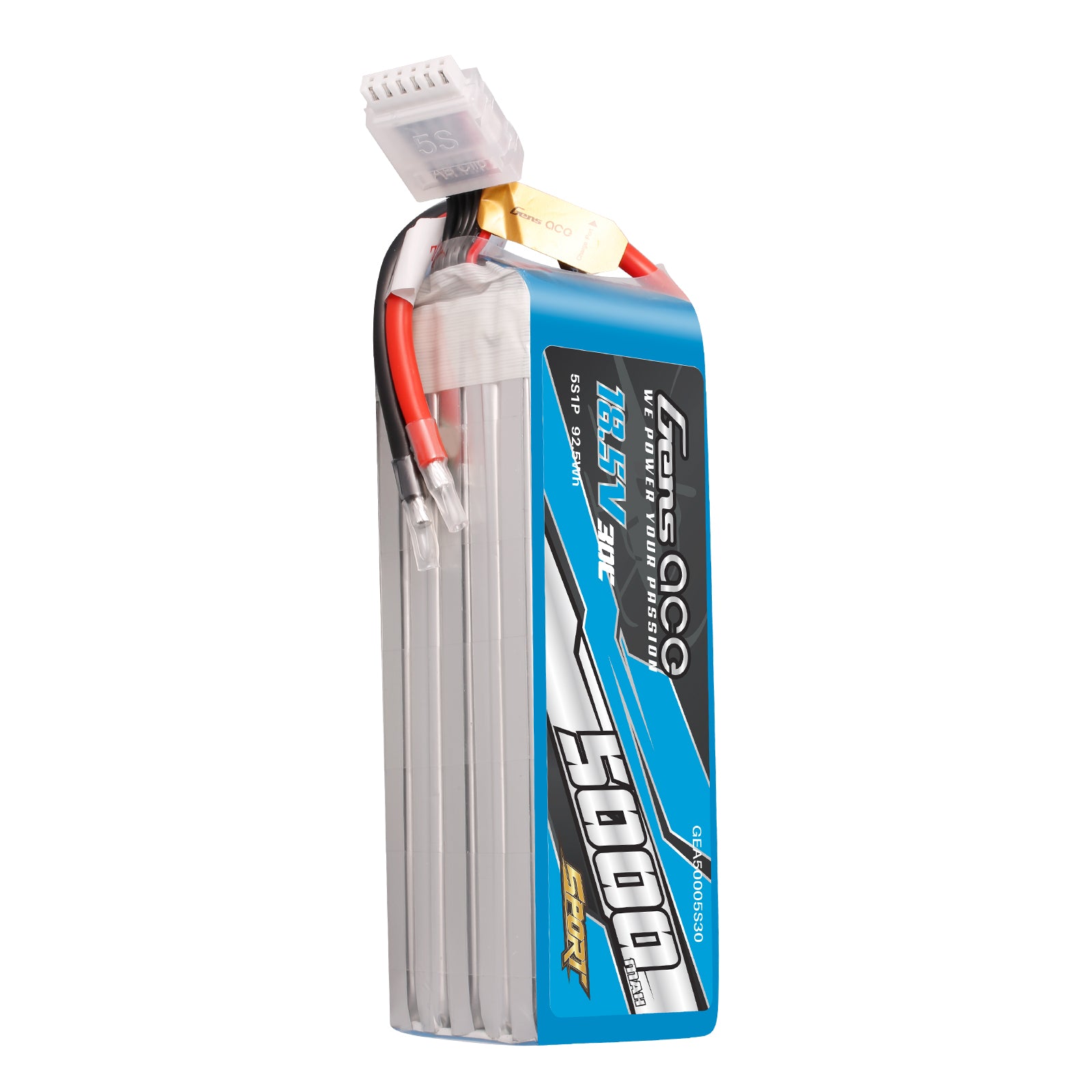 Gens Ace 5000mAh 5S 30C batterie LiPo 18,5V sans prise