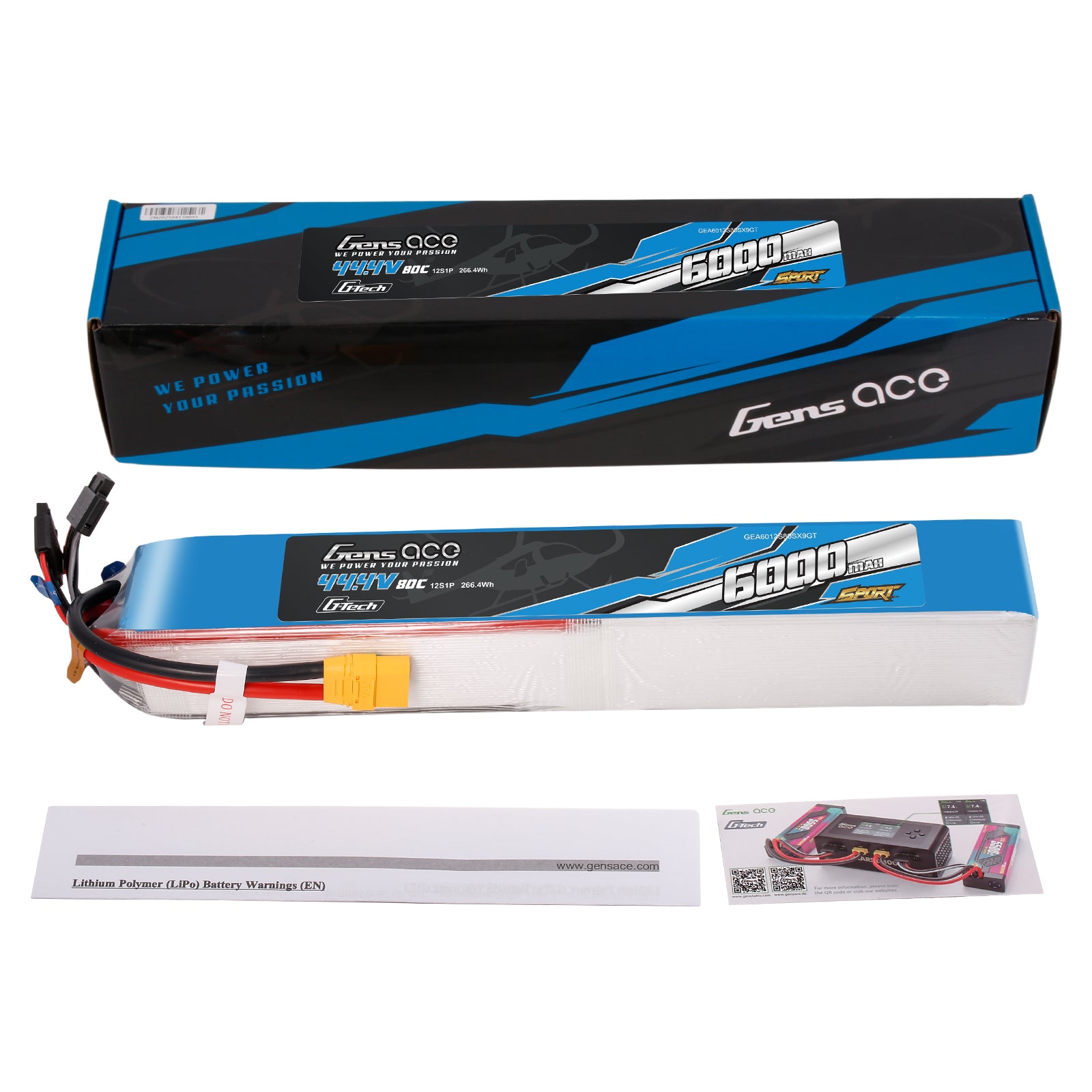 Gens Ace Sport 6000mAh 12S batterie LiPo 80C XT90