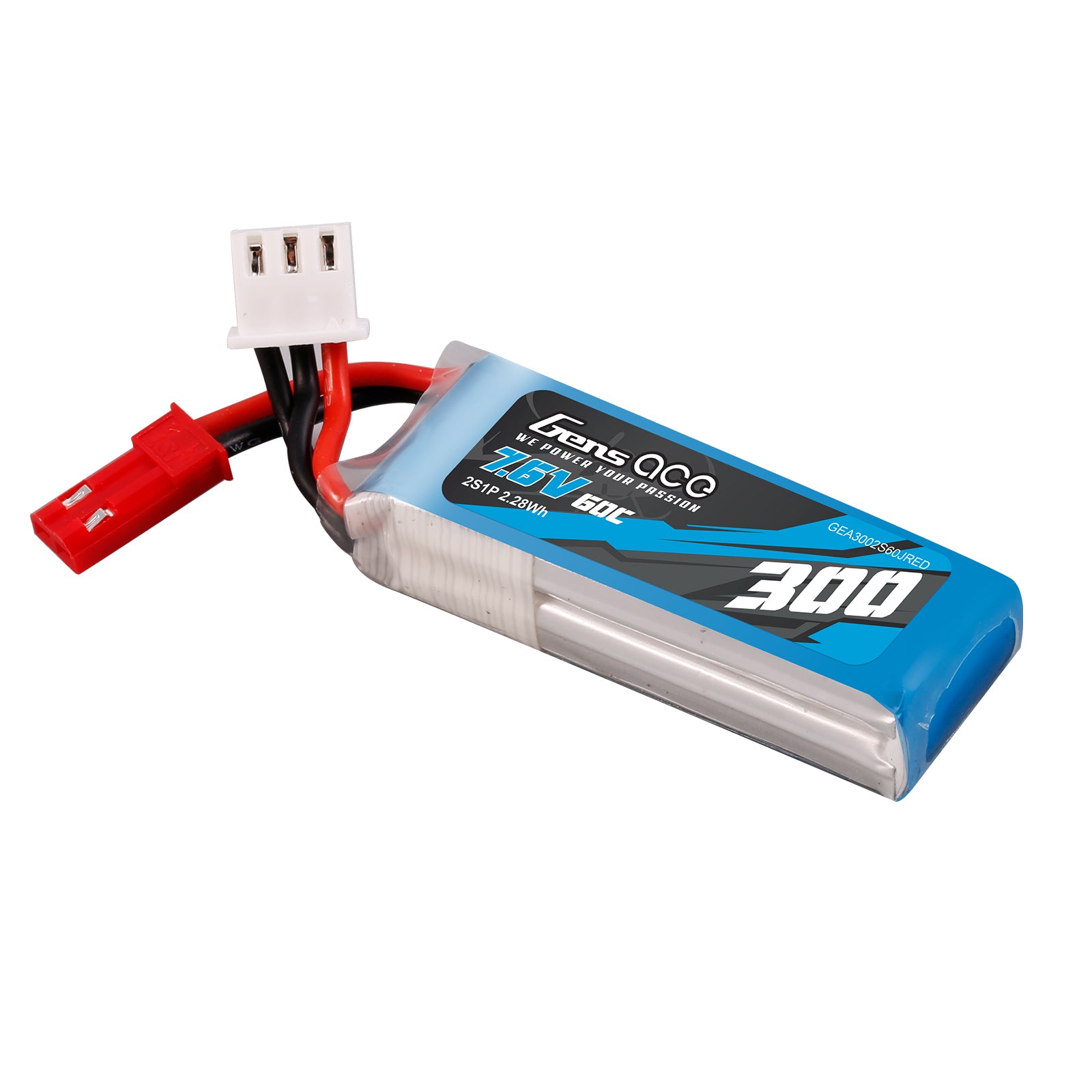 Gens Ace Car Classic 300mAh 2S 60C Batterie Lipo 7.6V HV JST-SYP