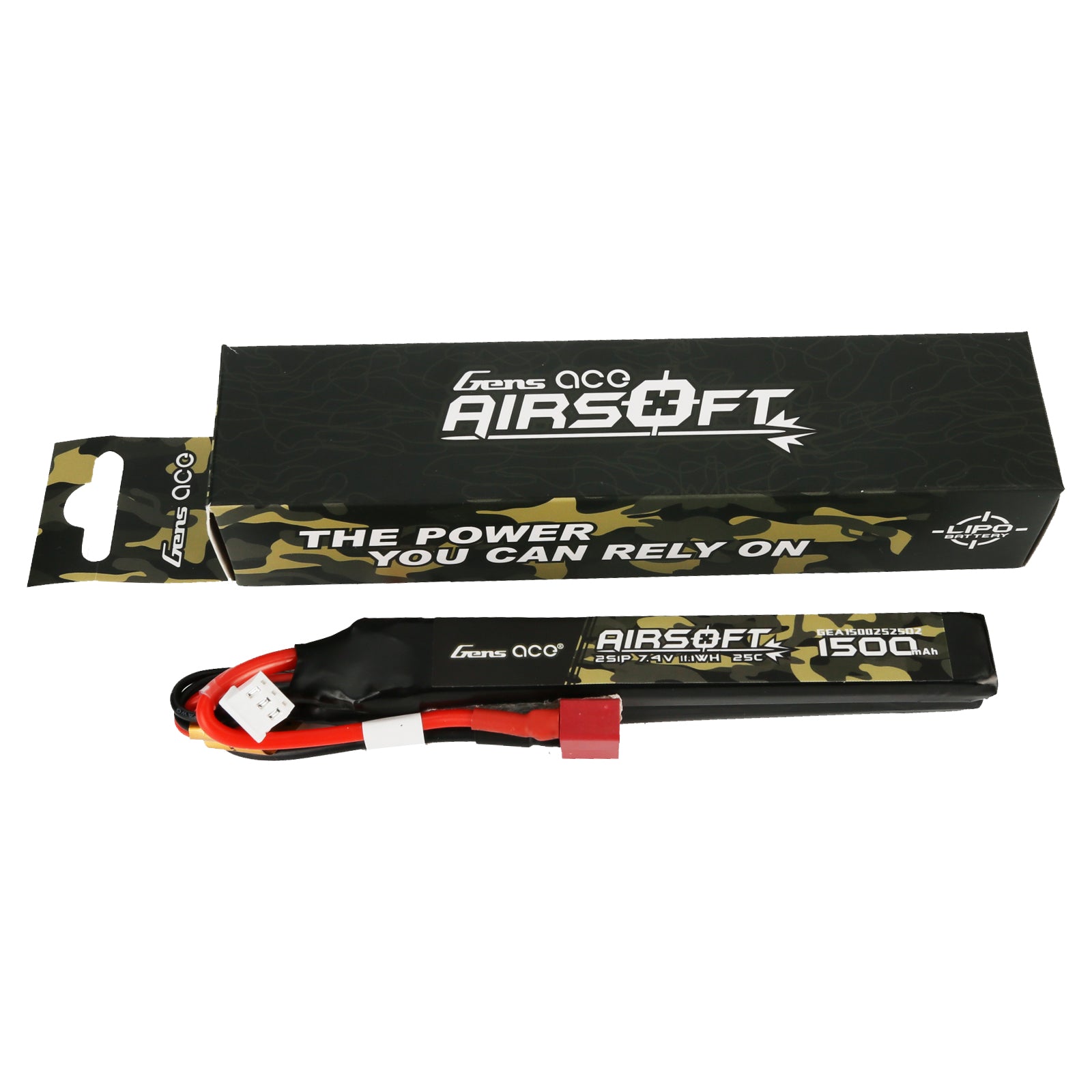 Gens ace Airsoft 1500mAh 2S 25C batterie LiPo 7.4V Deans Nunchuck