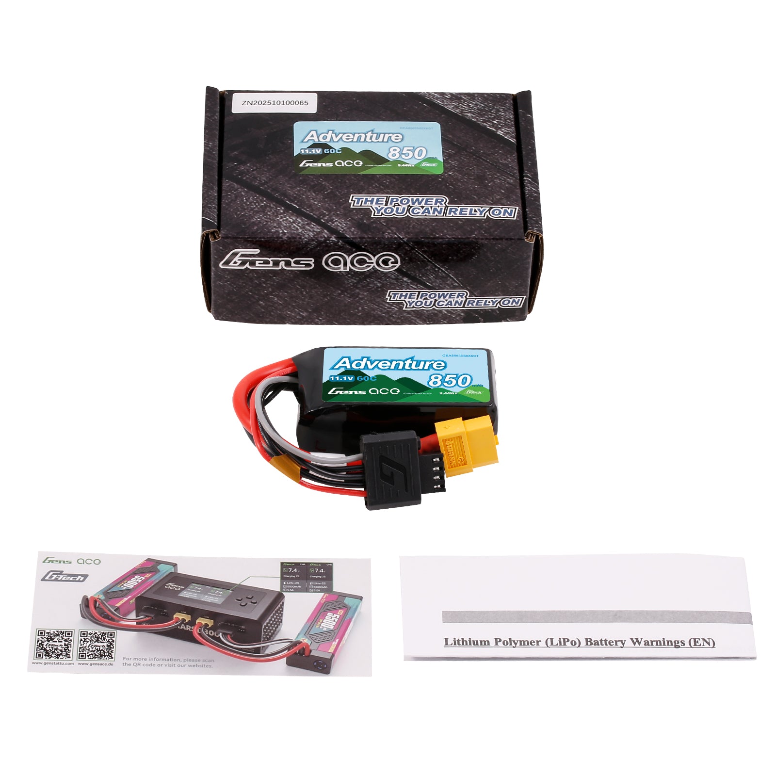 Gens Ace Adventure 850mAh 3S 11.1V Batterie Lipo XT60