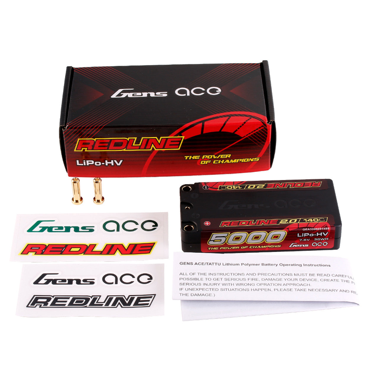 Gens Ace Redline 2.0 5000mAh 2S batterie LiPo HV Shorty