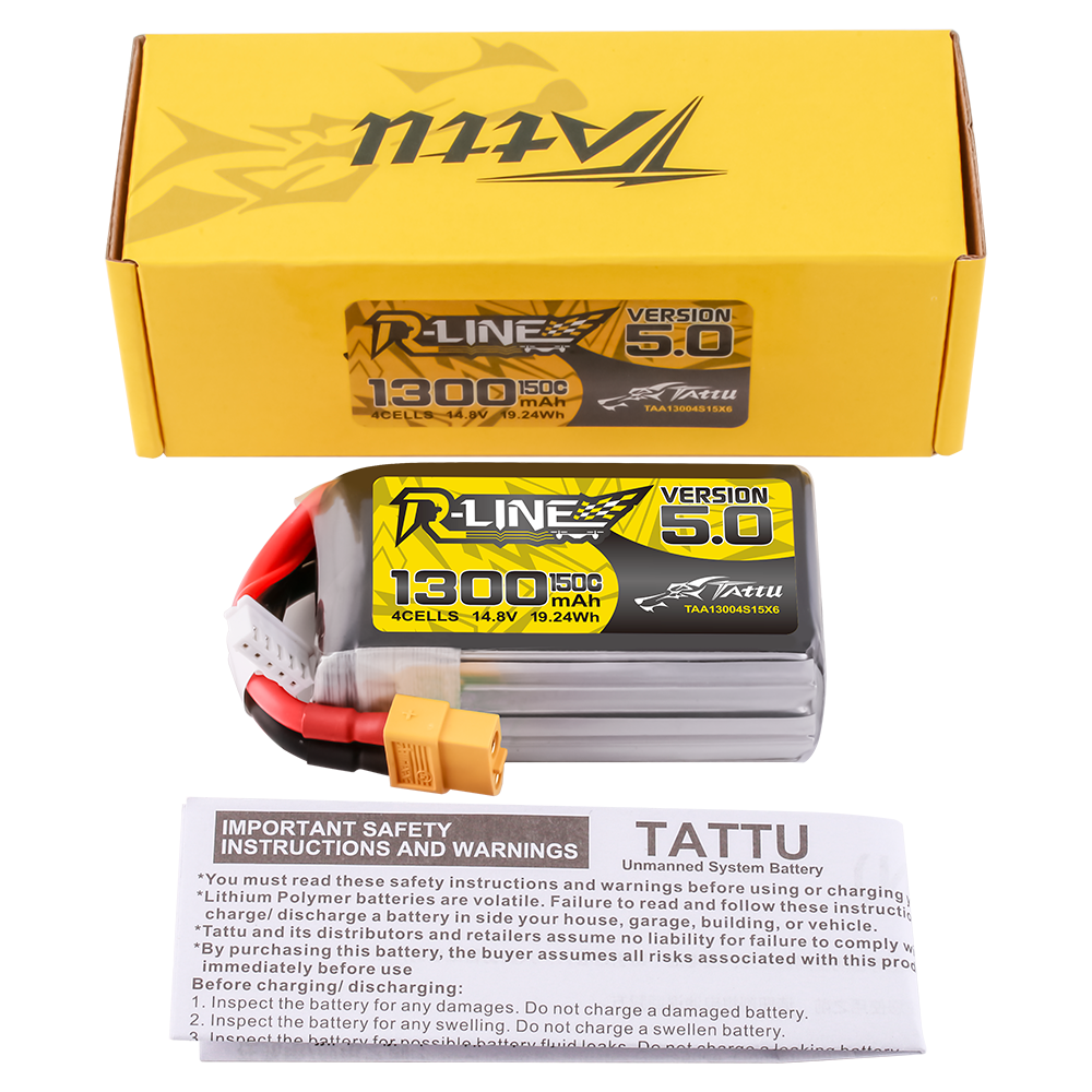 Tattu R-Line 1300mAh 4S 150C 14.8V batterie LiPo XT60 5.0