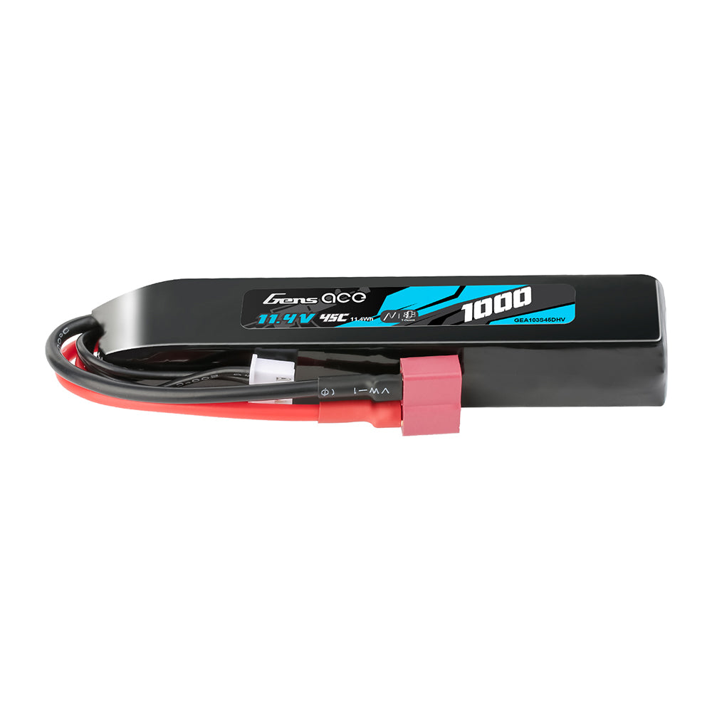 Gens Ace Airsoft 1000mAh 3S 45C batterie LiPo 11.4V HV Deans