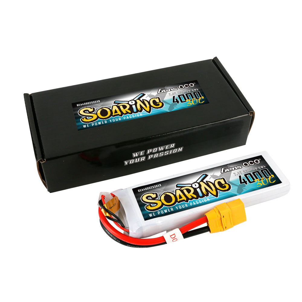 Gens Ace Soaring 4000mAh 2S batterie LiPo XT90 30C 7.4V