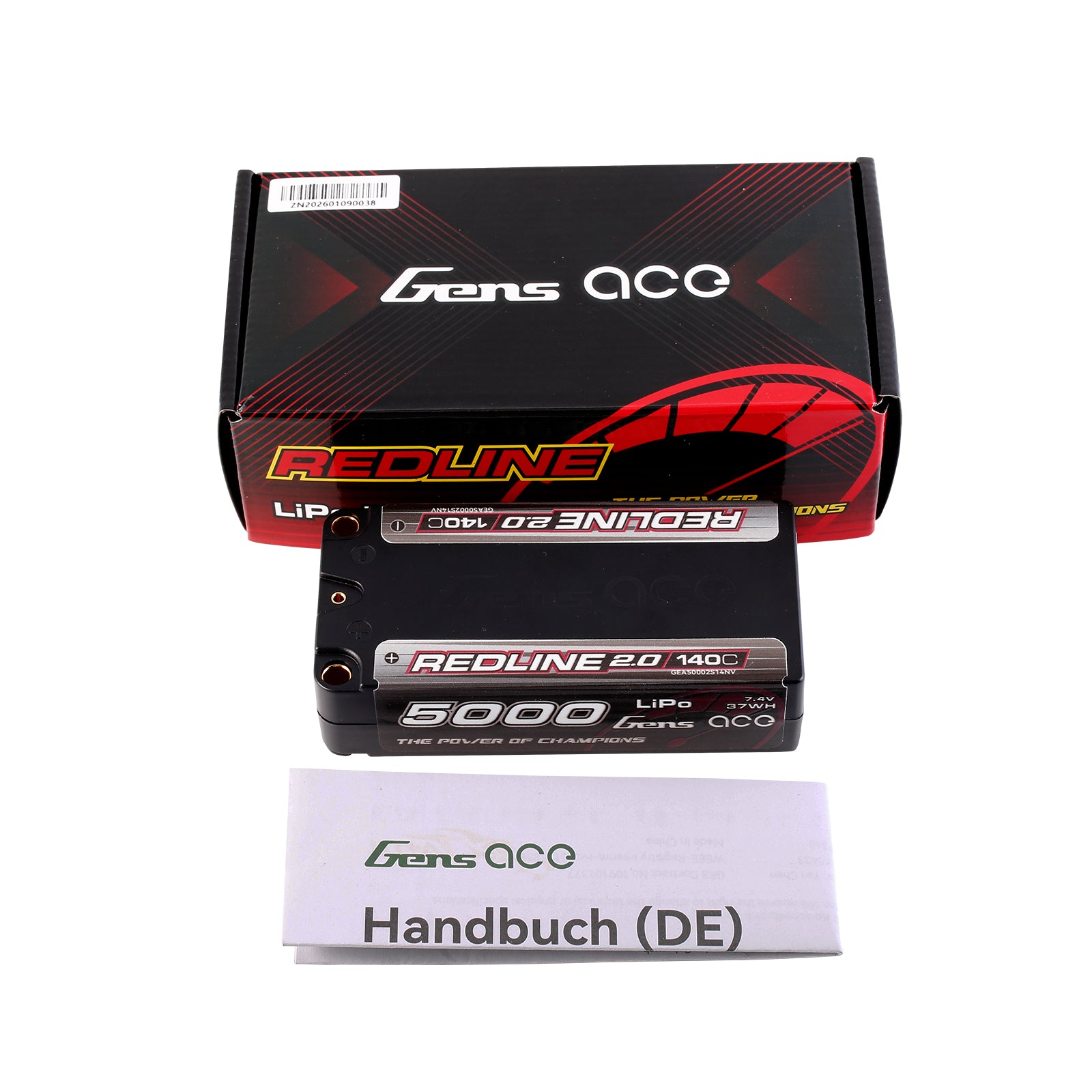Gens Ace Redline 2.0 5000mAh 2S 140C 7.4V Batterie Shorty