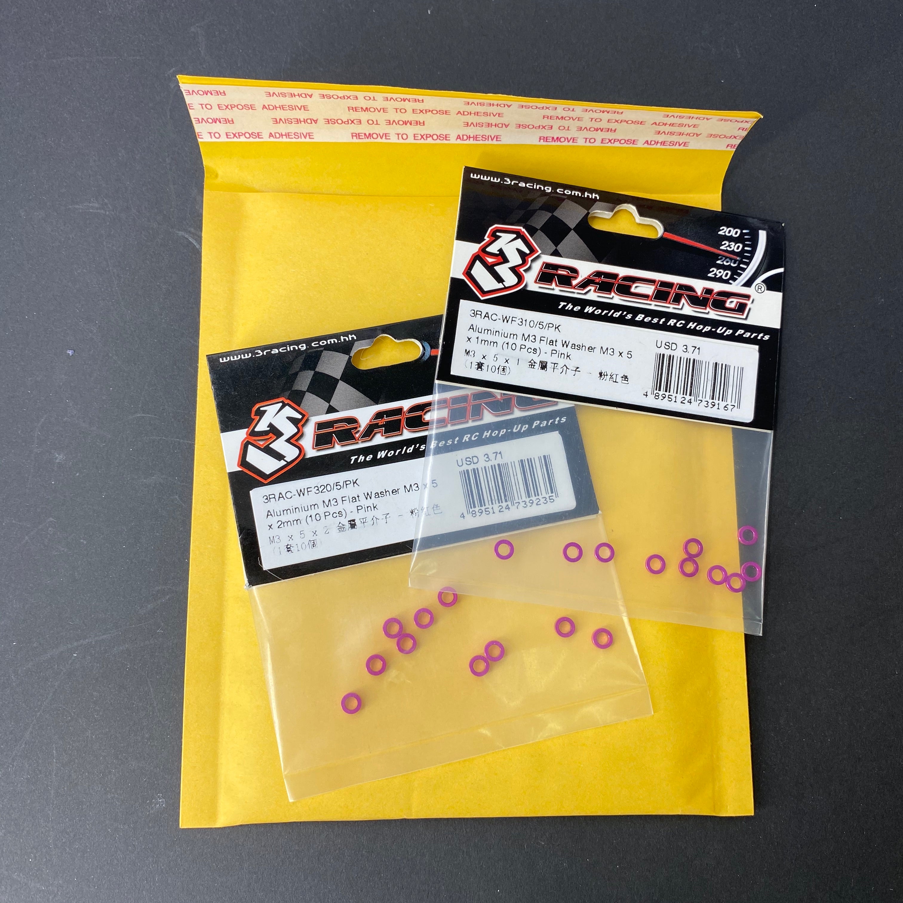 3Racing Parts rondelles alu M3x5 rose 1mm x10