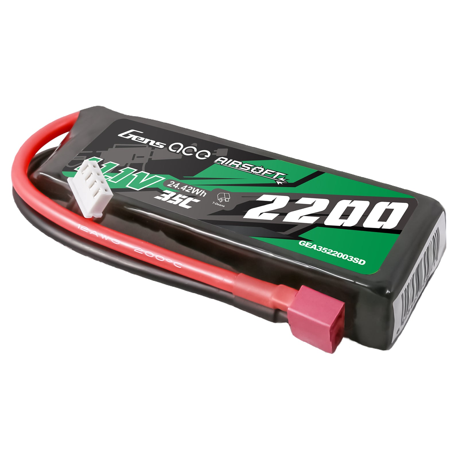 Gens Ace Airsoft 2200mAh 3S 35C batterie Lipo Deans