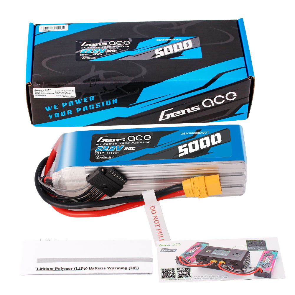 Gens Ace Air Classic 5000mAh 6S 60C batterie LiPo 22,2V XT90