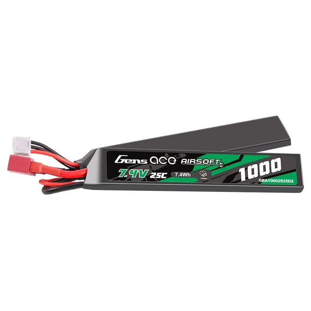 Gens Ace Airsoft 1000mAh 2S 25C Batterie Lipo 7.4V Deans x2